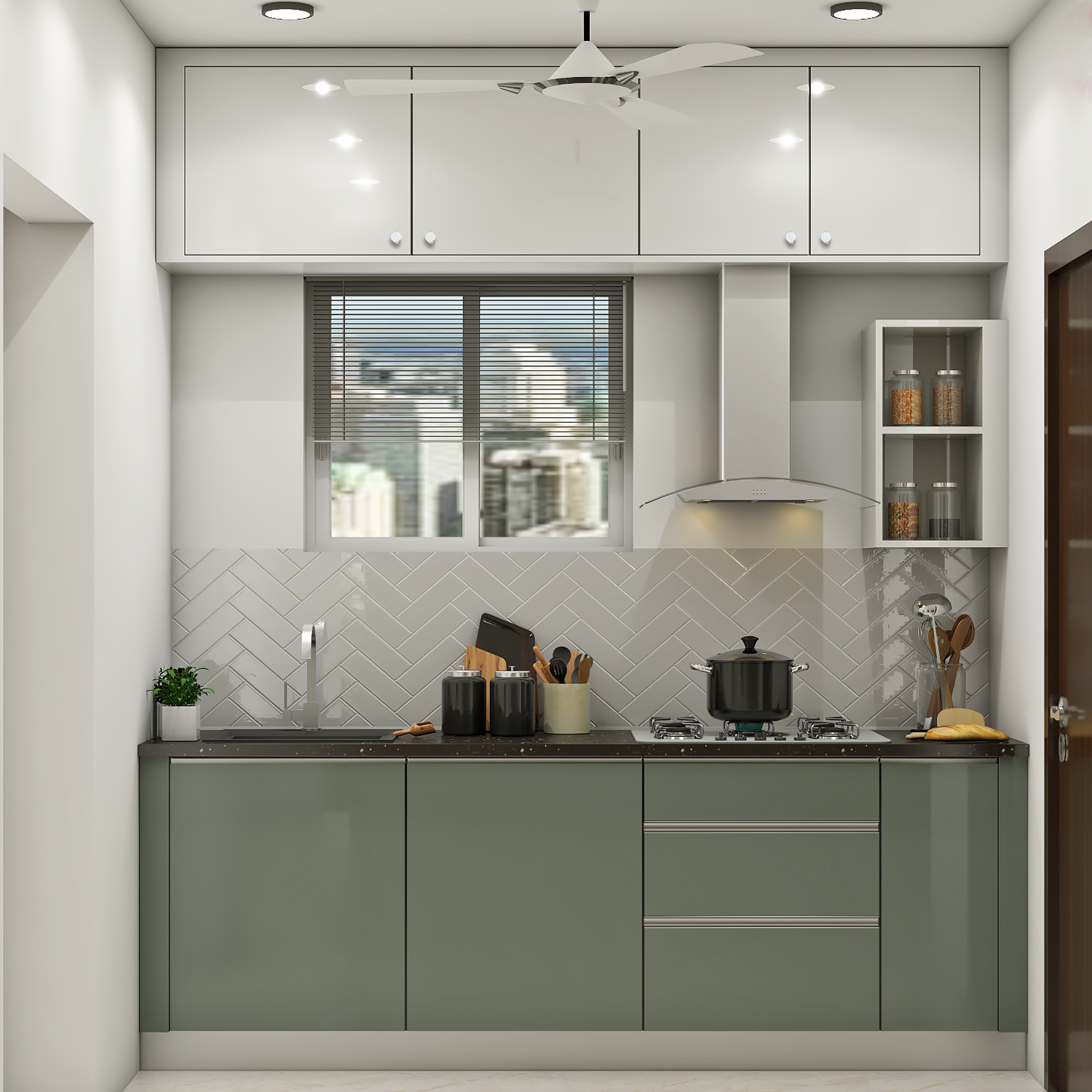 Contemporary Style Parallel Modular Kitchen