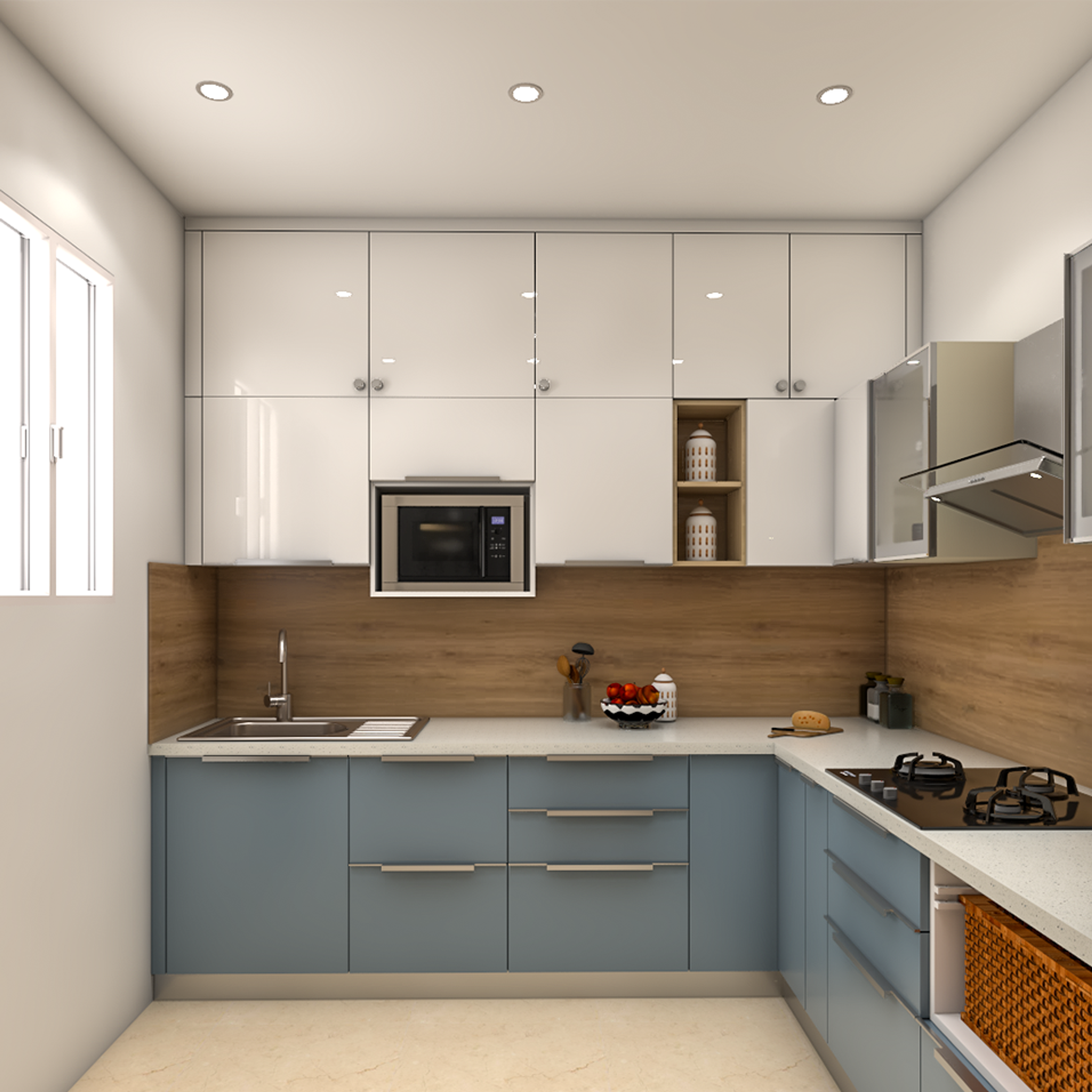 Modern Style L-Shaped Modular Kitchen