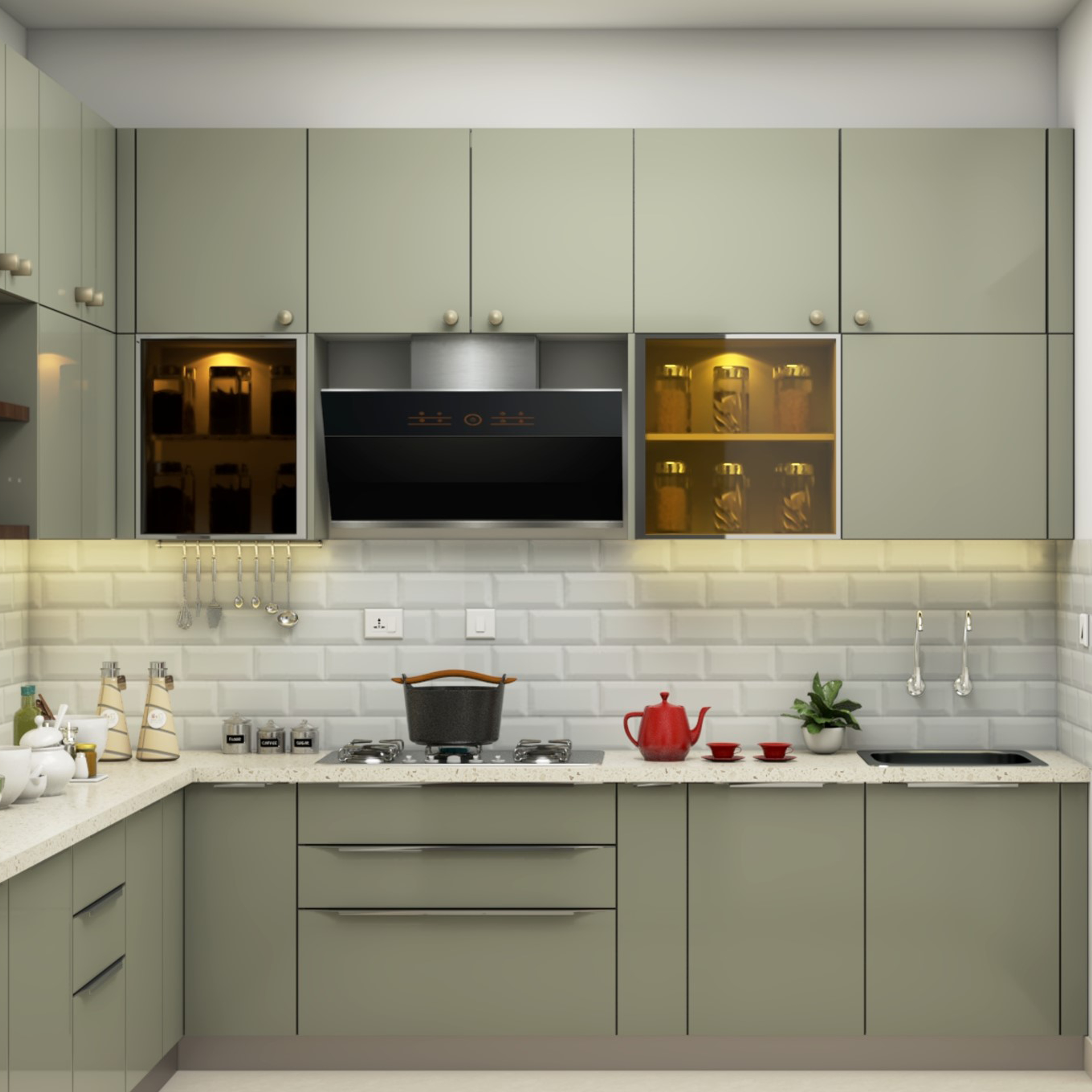 Modern Style L-Shaped Modular Kitchen