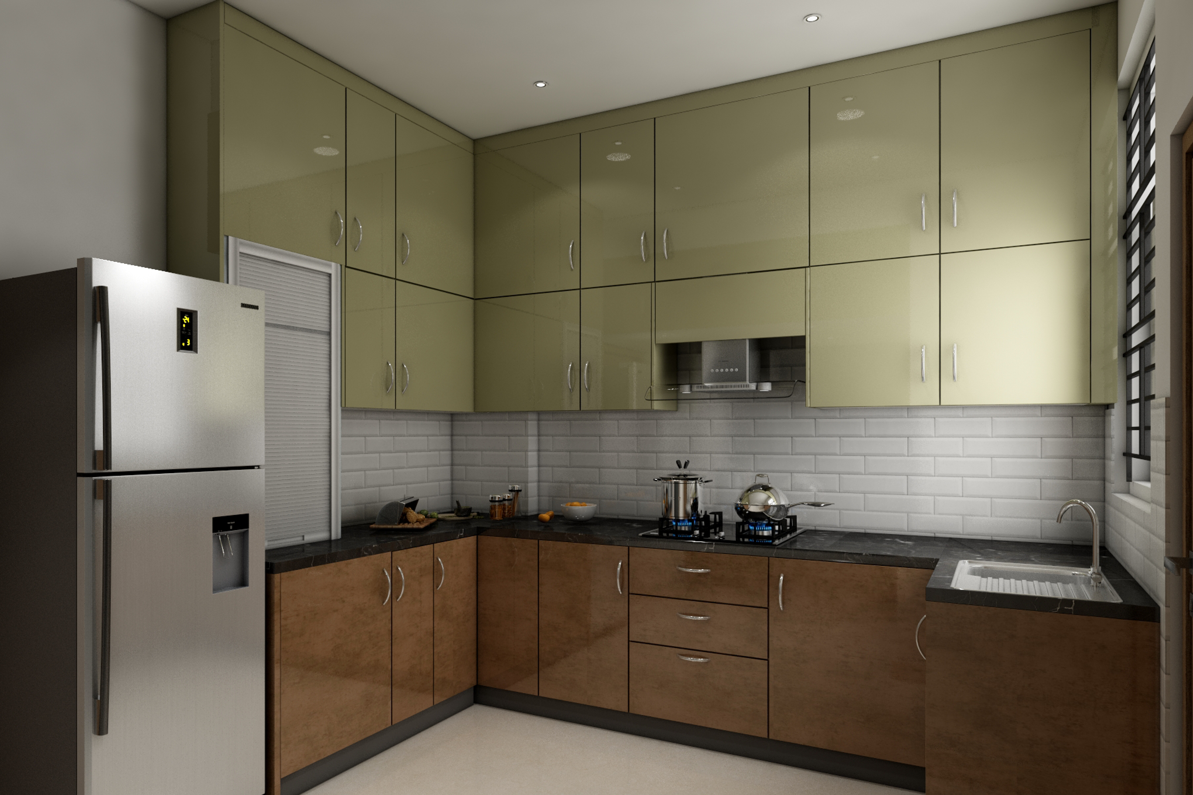 Sage Green L-Shaped Kitchen