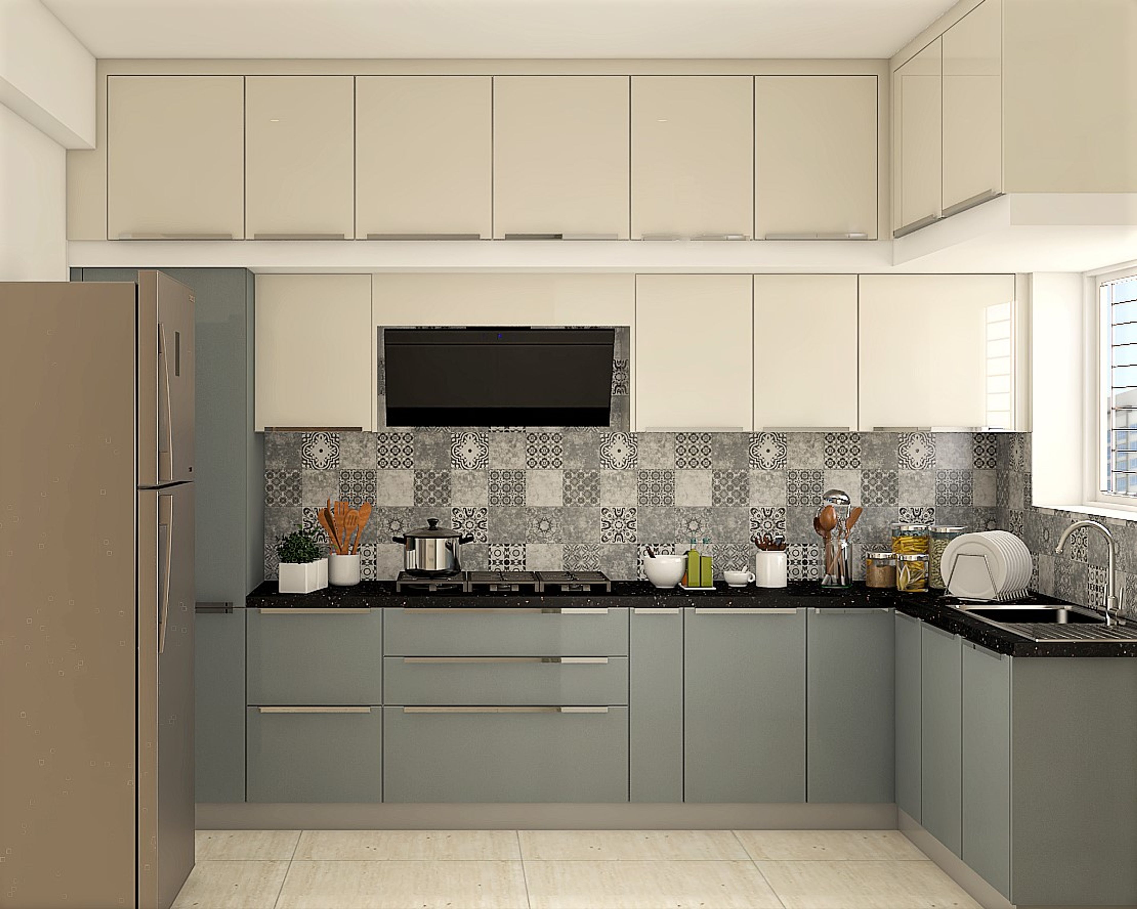 Contemporary Grey L-Shaped Kitchen