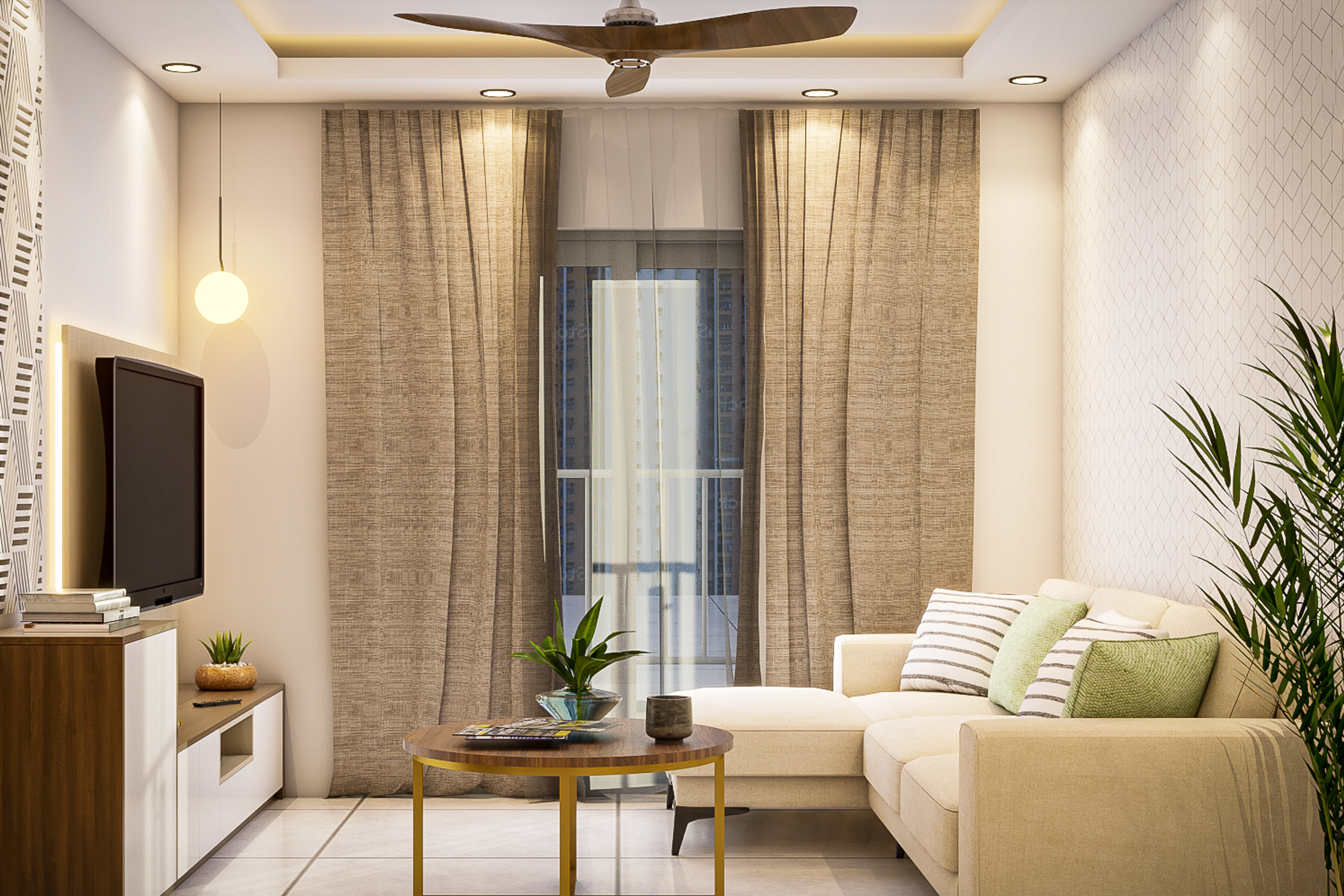 Contemporary Style Compact Sized Living Room