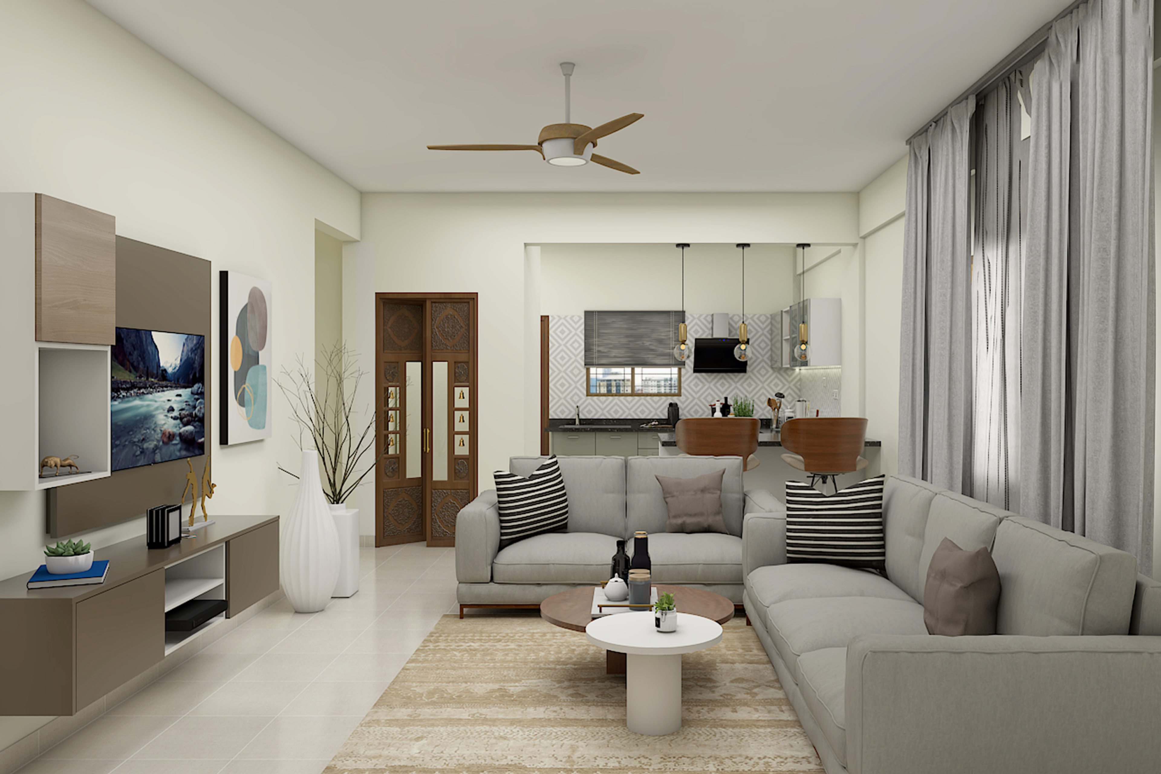 Contemporary Style Compact Sized Living Room