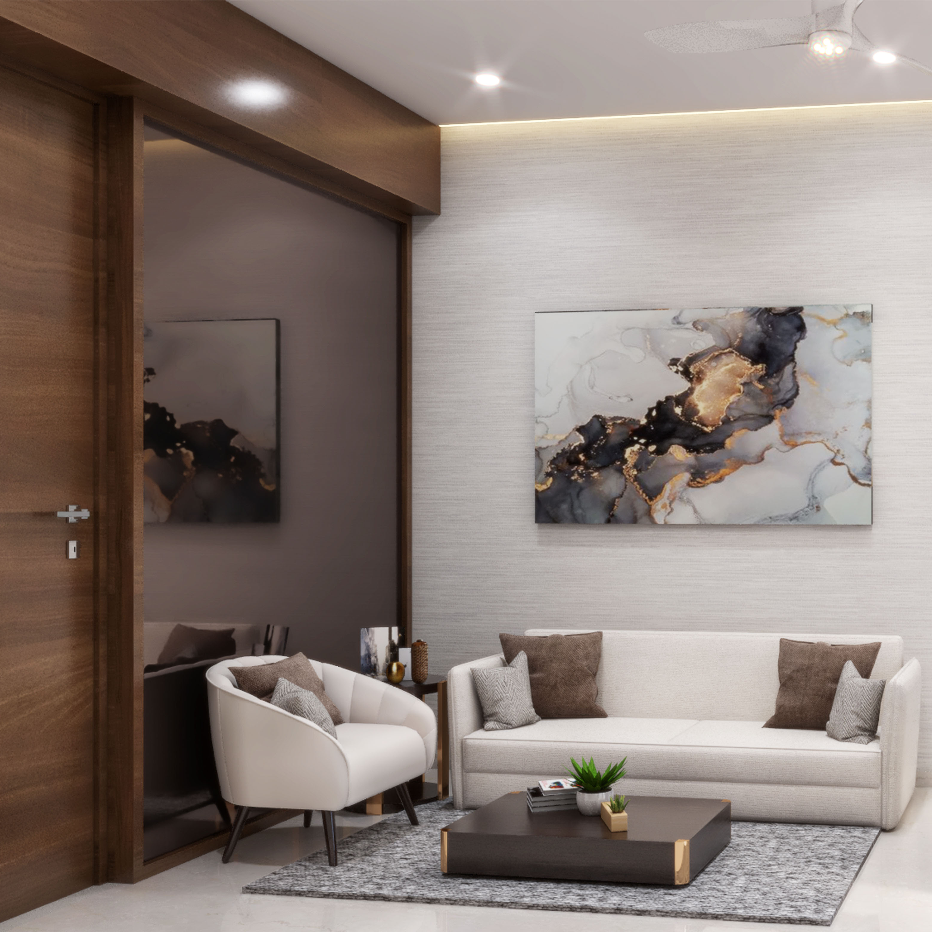 Compact Size Minimal Glam Living Room