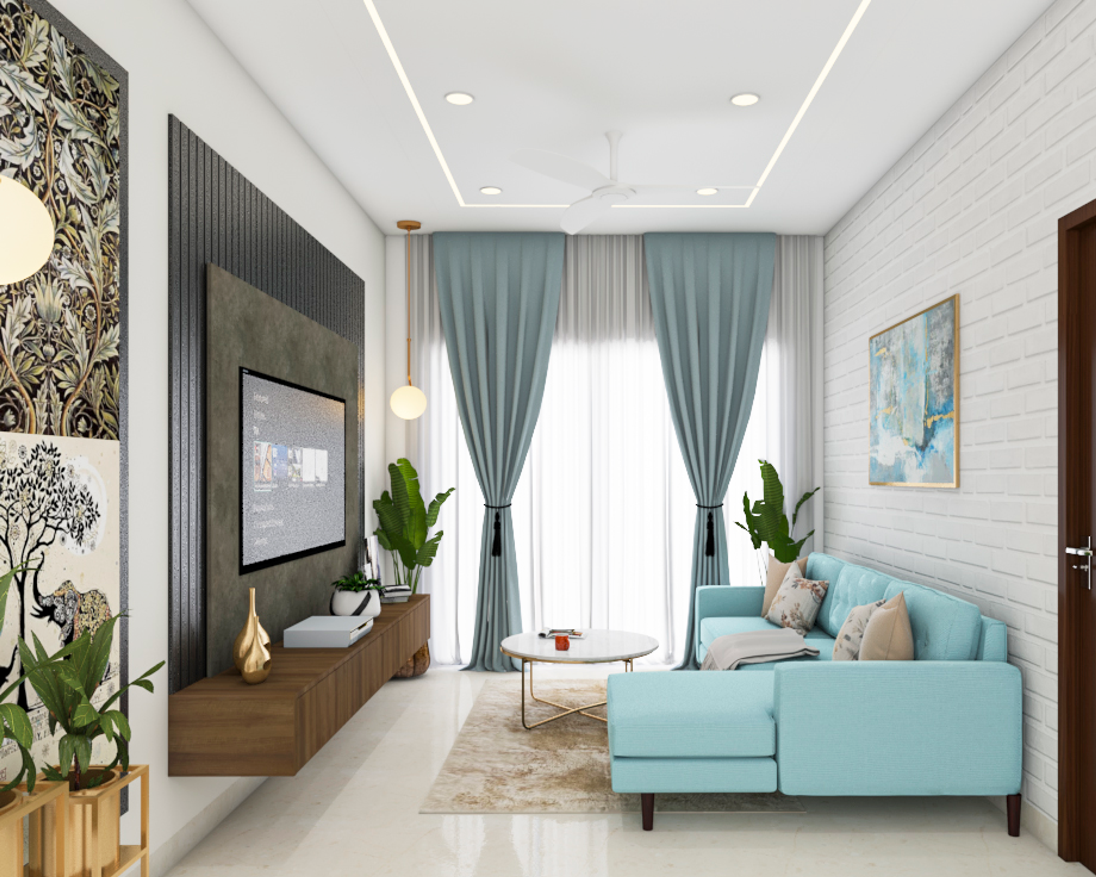 Rustic Style Compact Sized Minimal Living Room