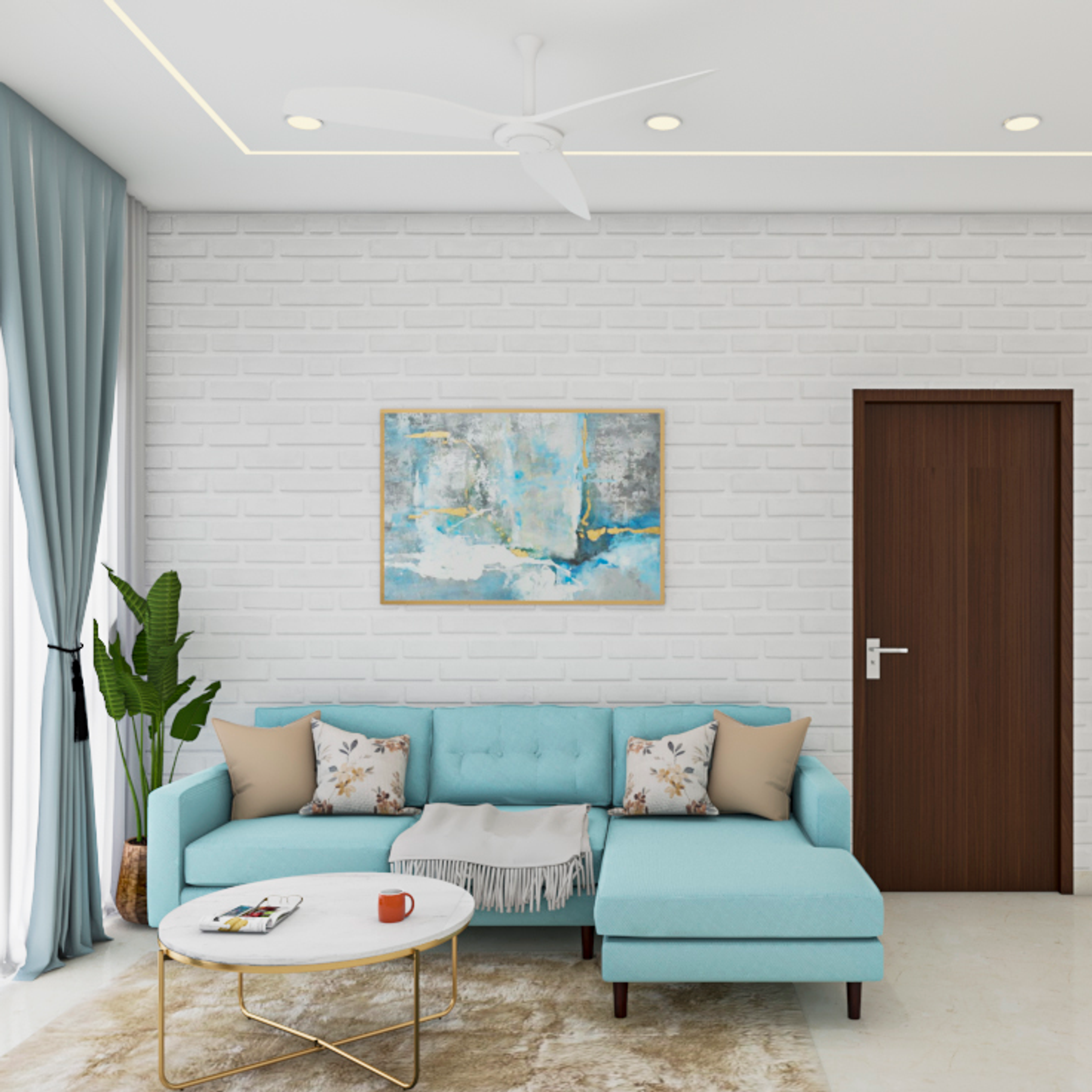 Rustic Living Room - Livspace