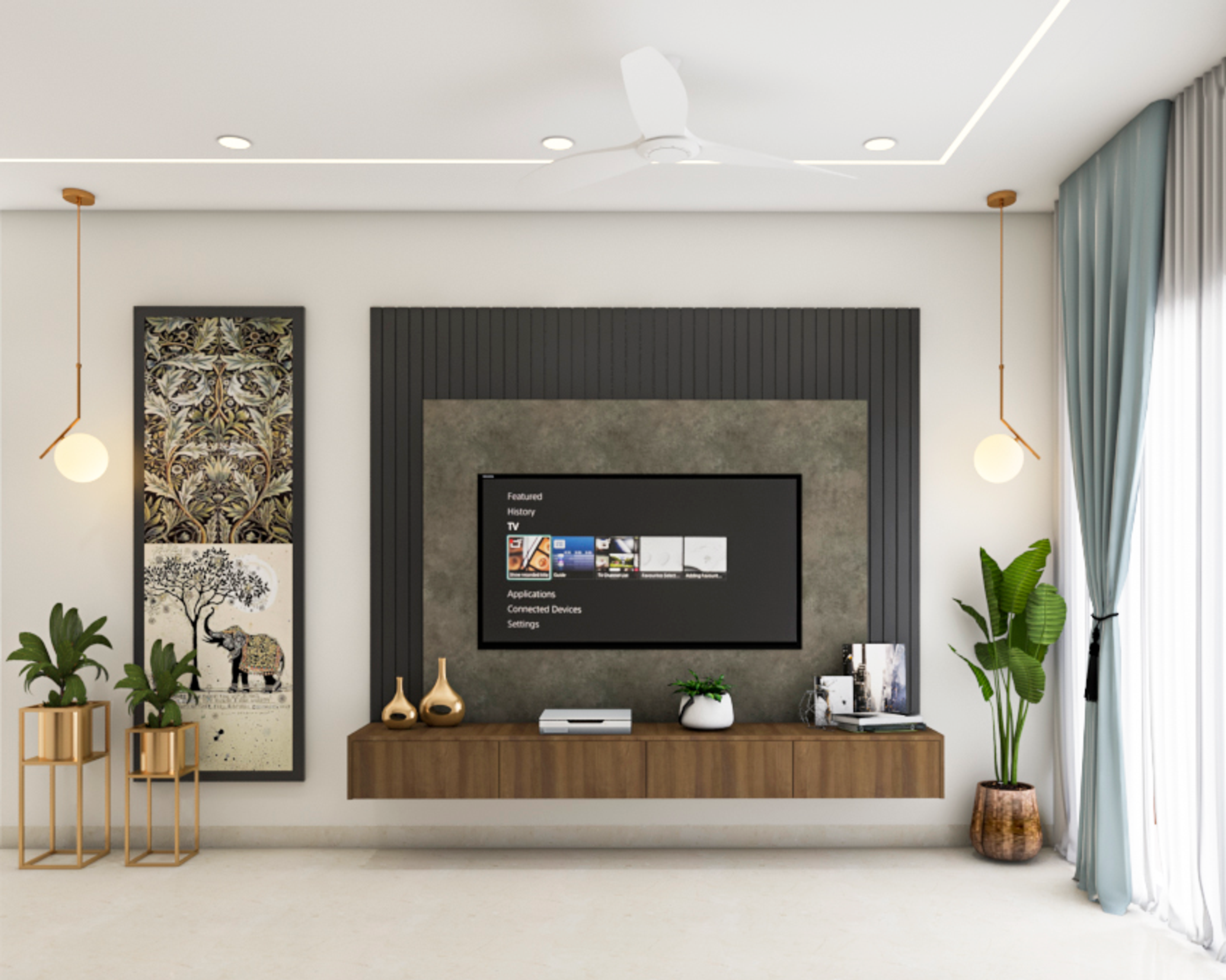 Rustic Living Room - Livspace