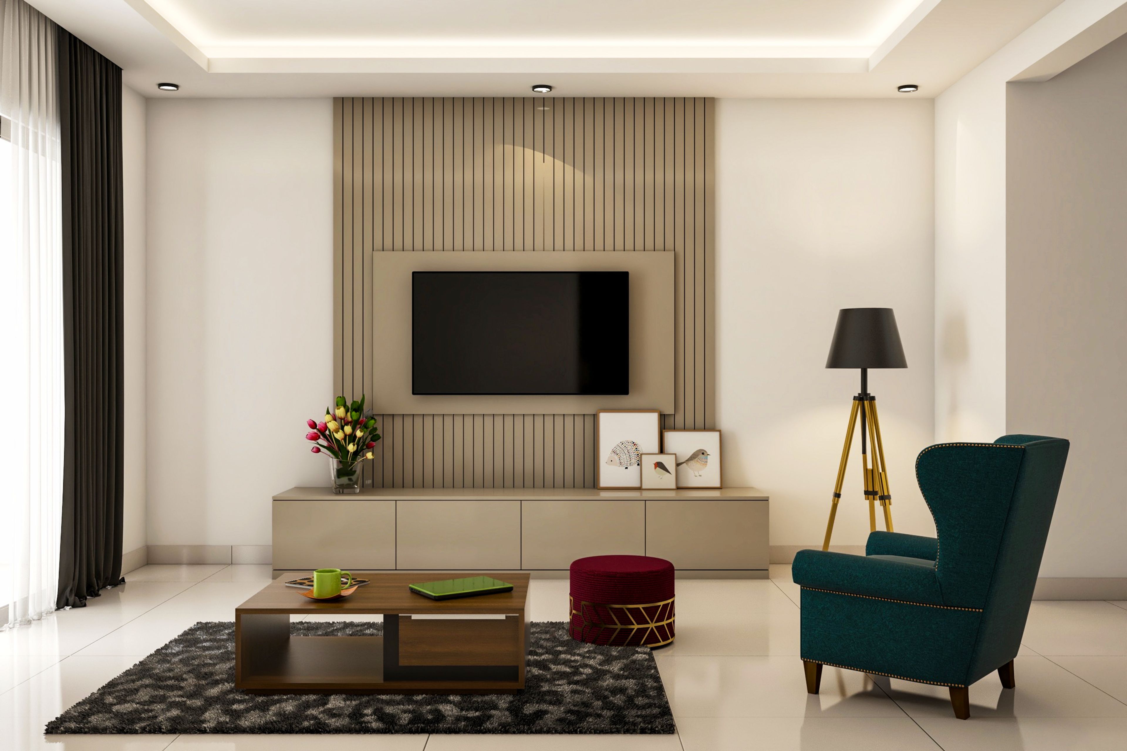 Modern Living Room - Livspace