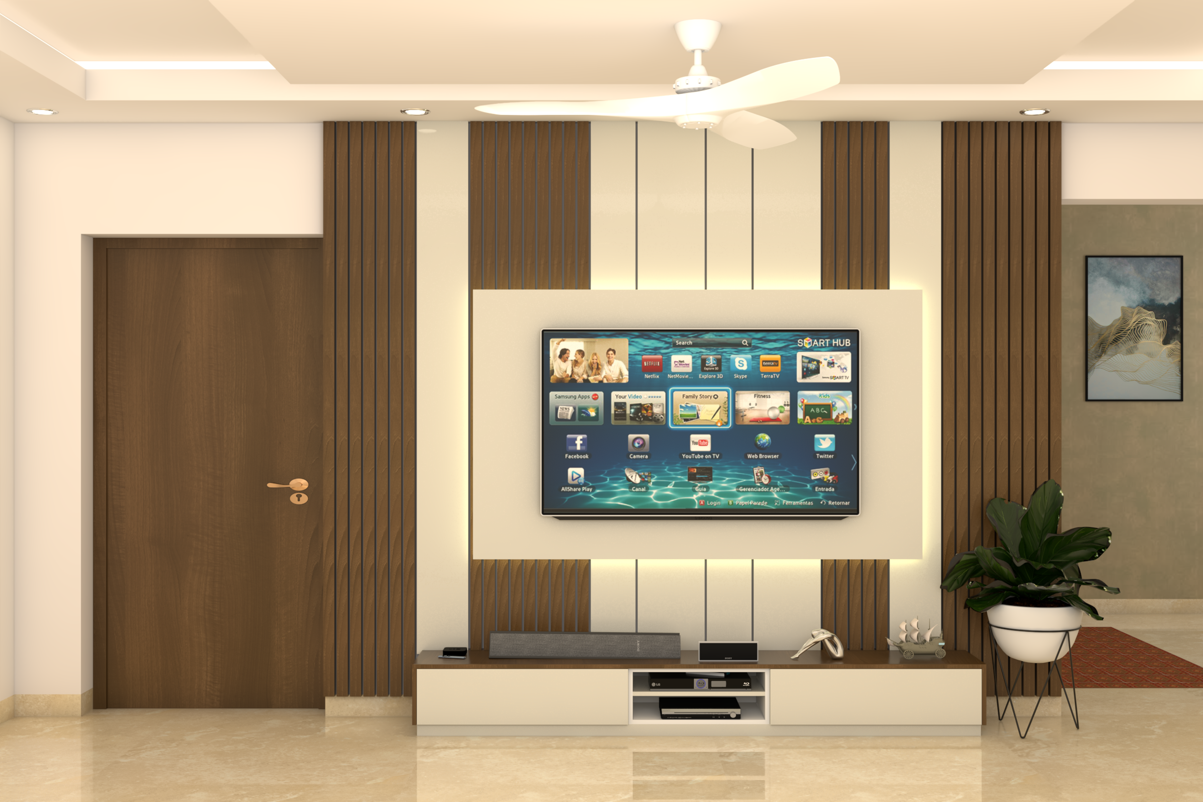 Modern Living Room - Livspace