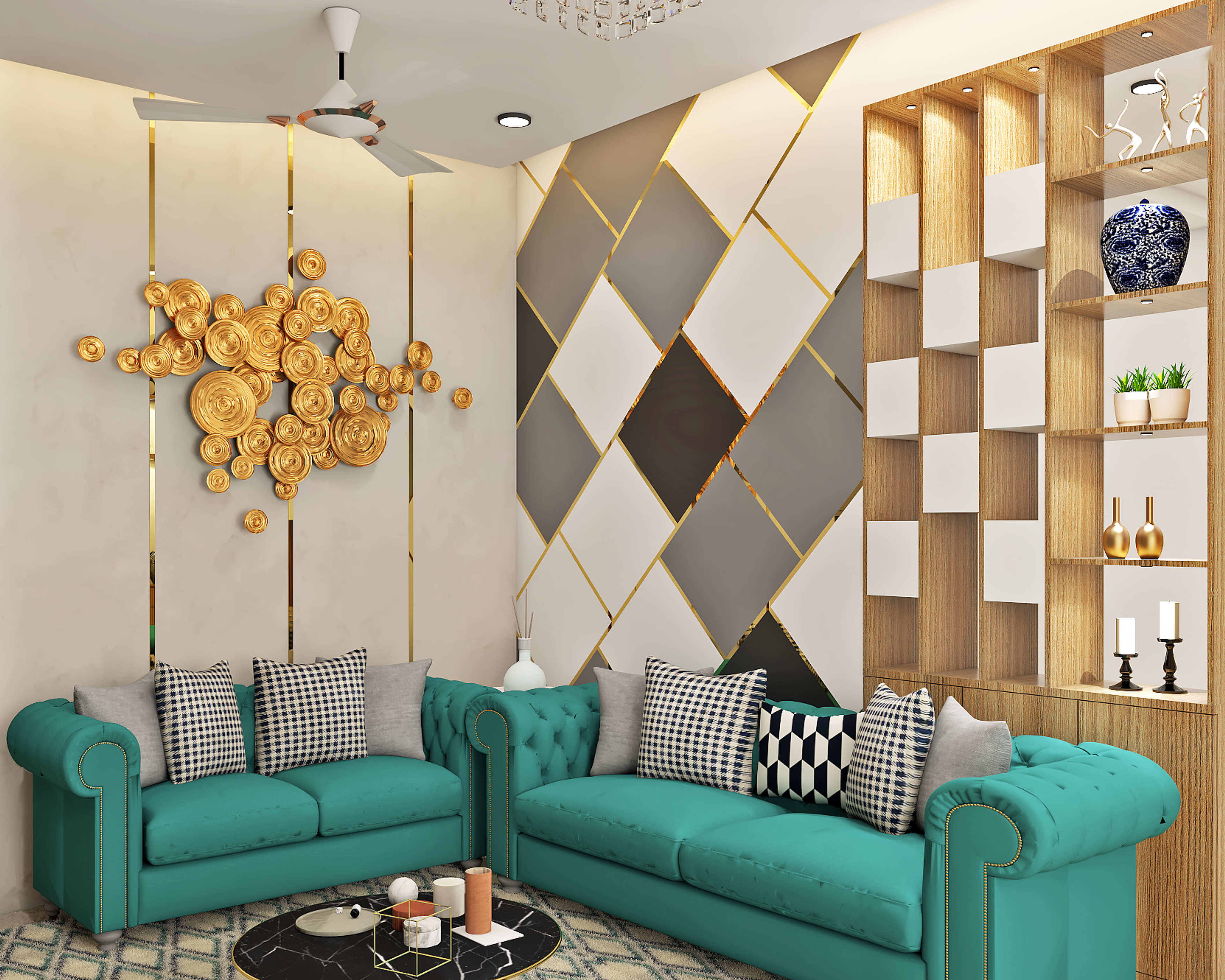 Spacious Convenient Modern Style Living Room