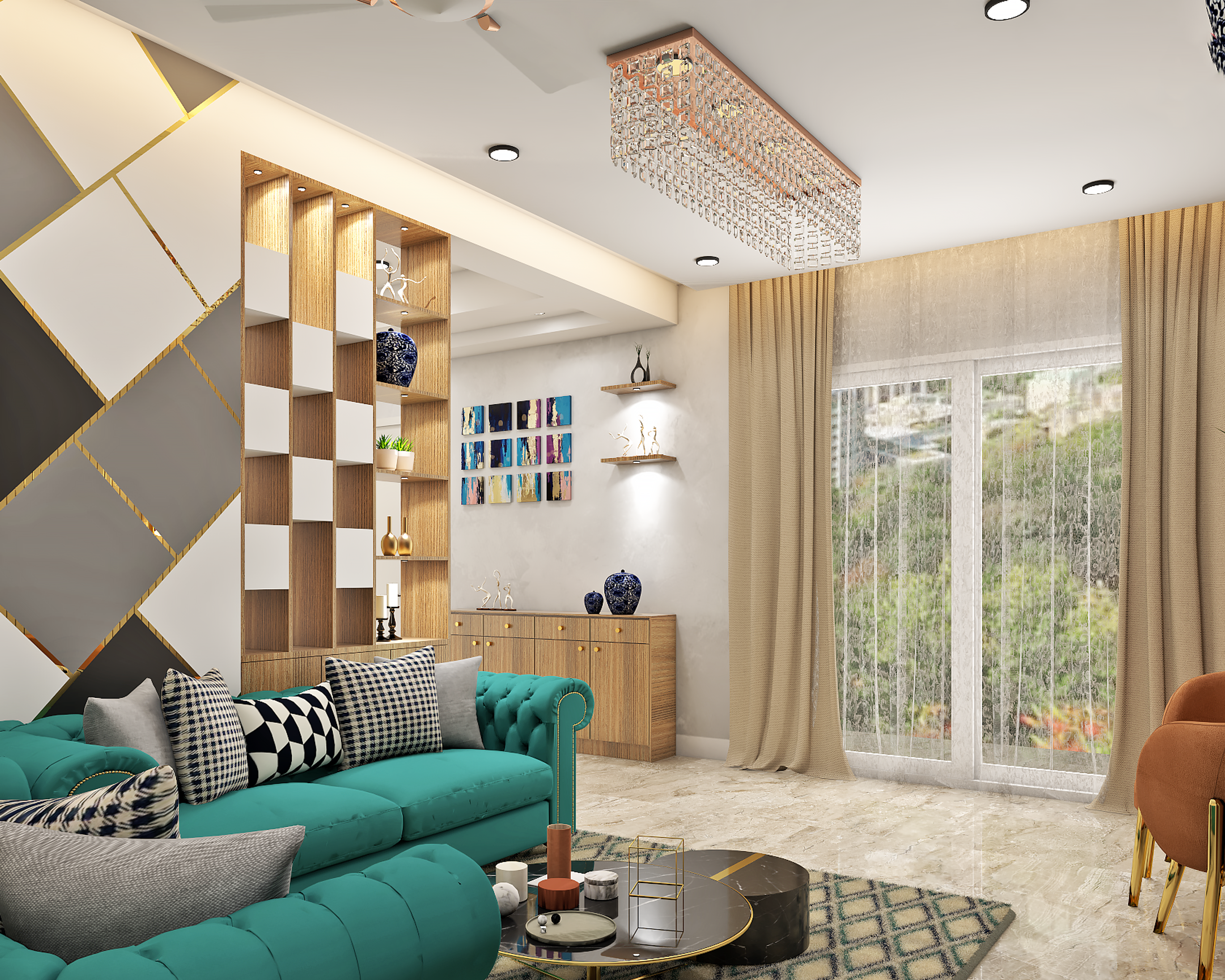 Convenient Living Room - Livspace