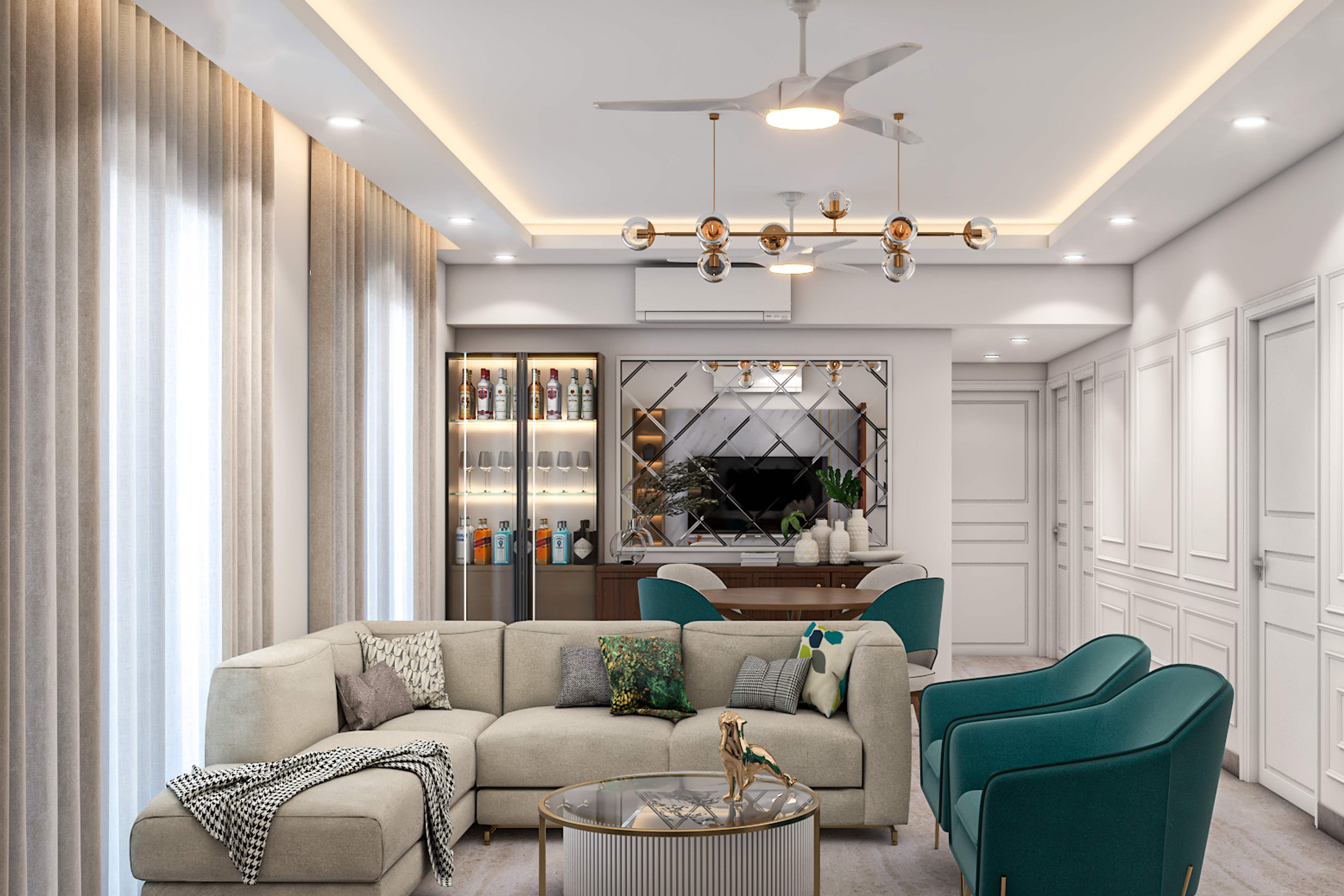 Classic Theme Spacious Convenient Living Room