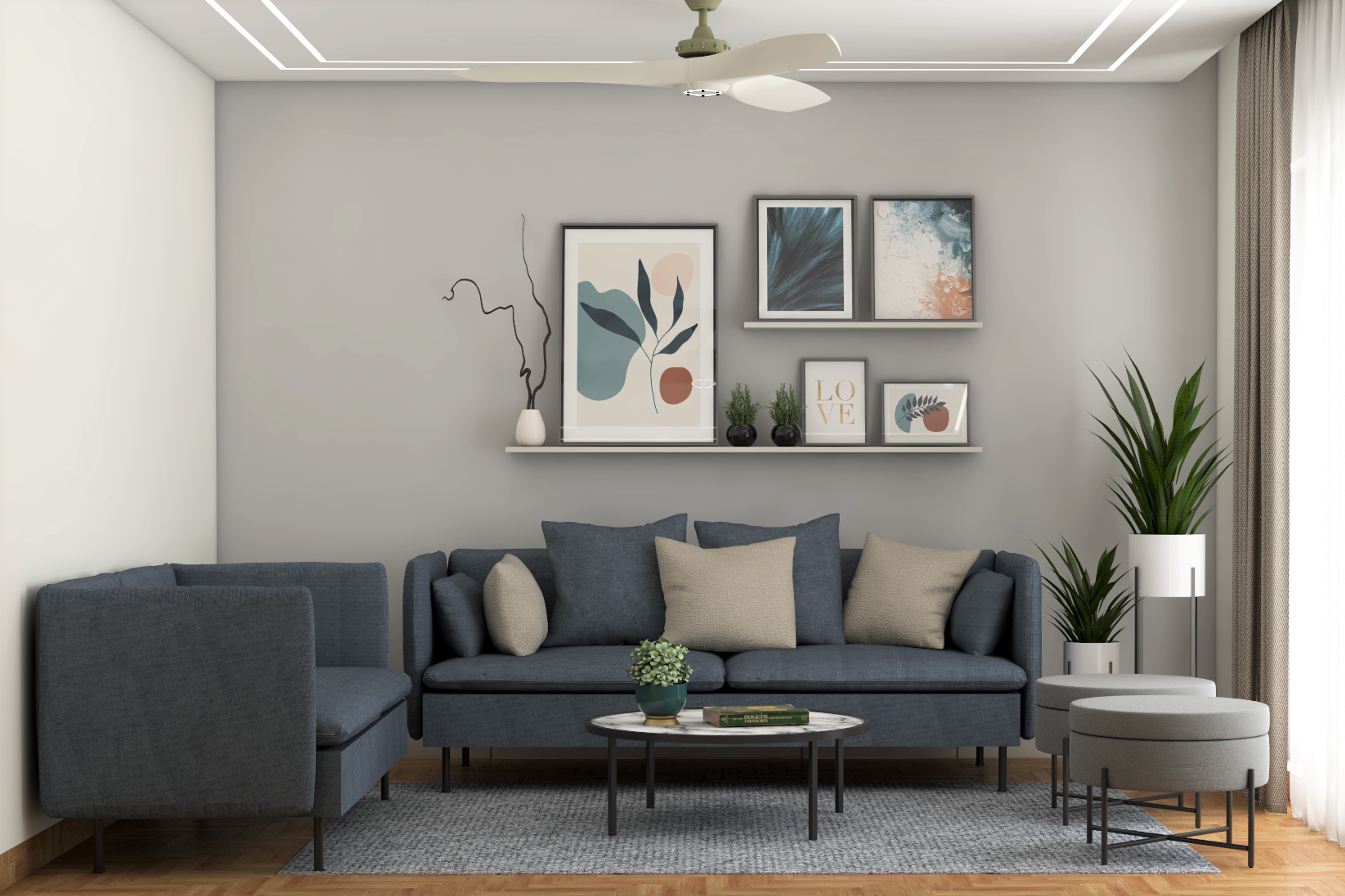 Modern Style Compact Sized Living Room