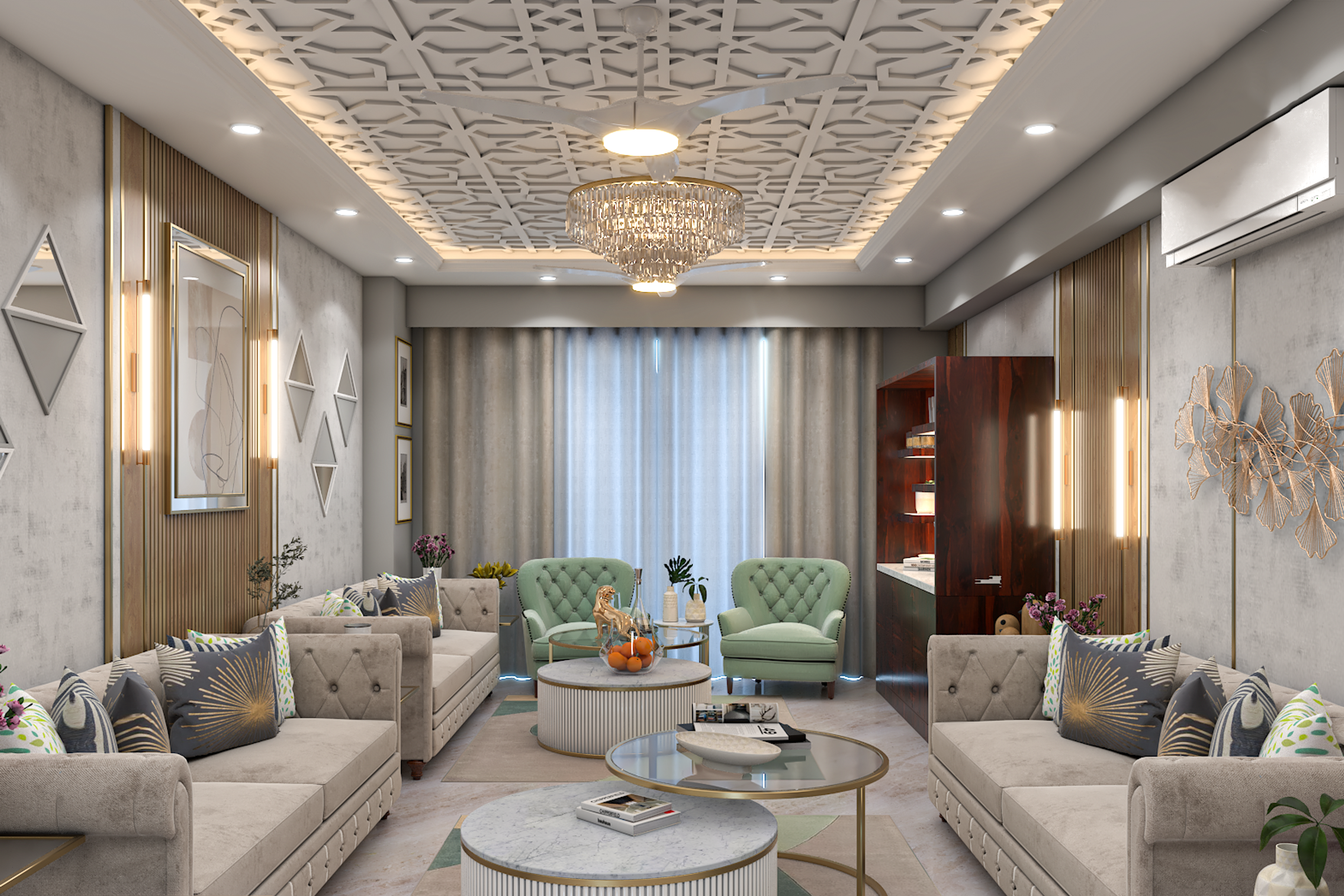 Rustic Living Room - Livspace