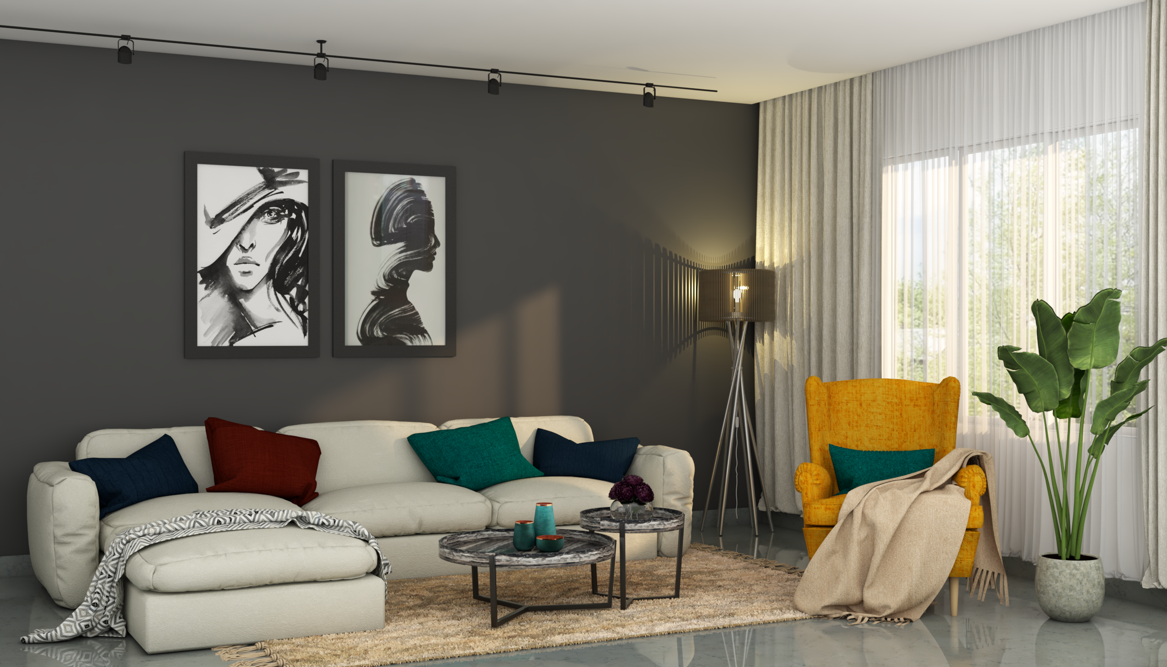 Contemporary Theme Spacious Convenient Living Room