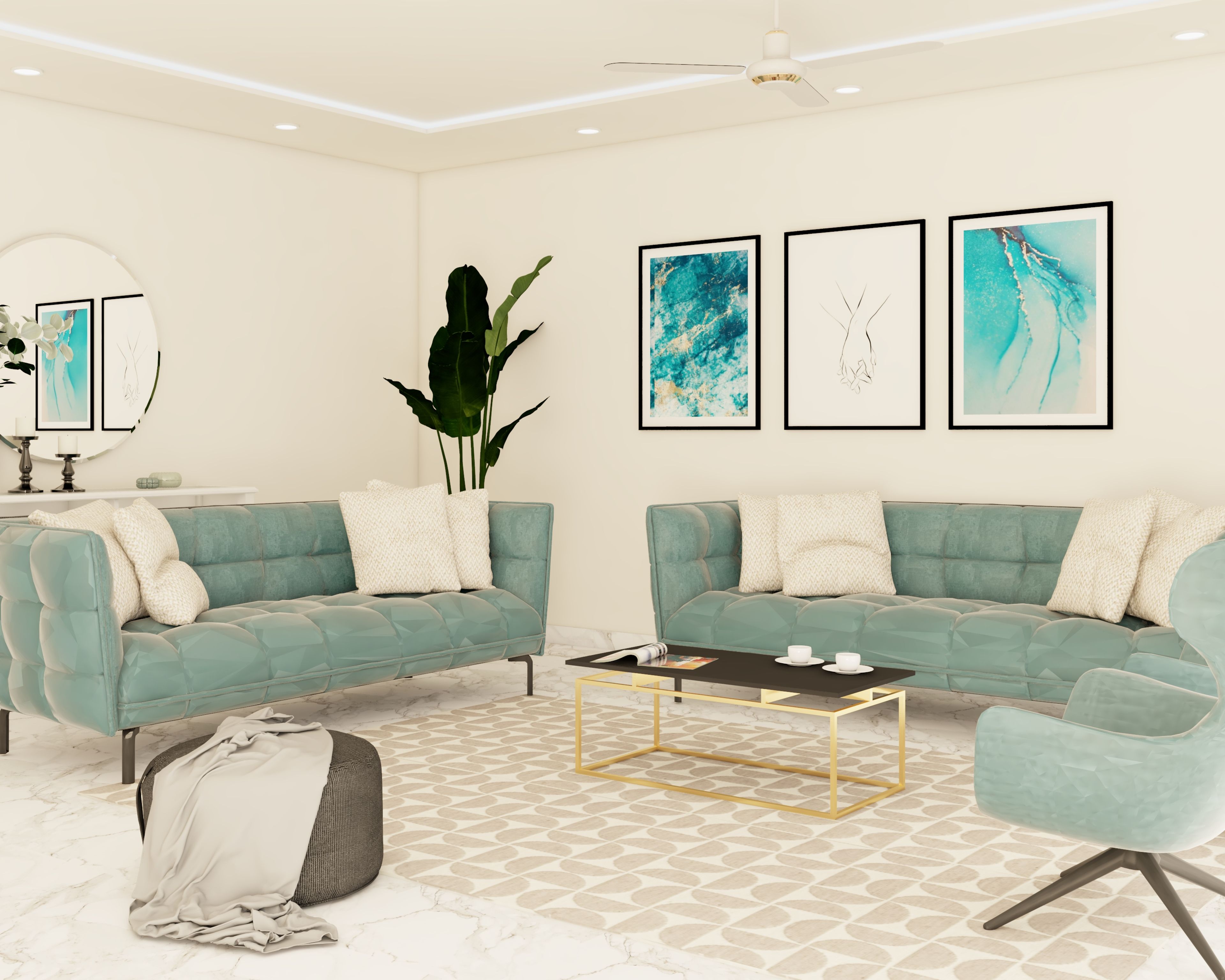 Minimal Themed Spacious Convenient Living Room