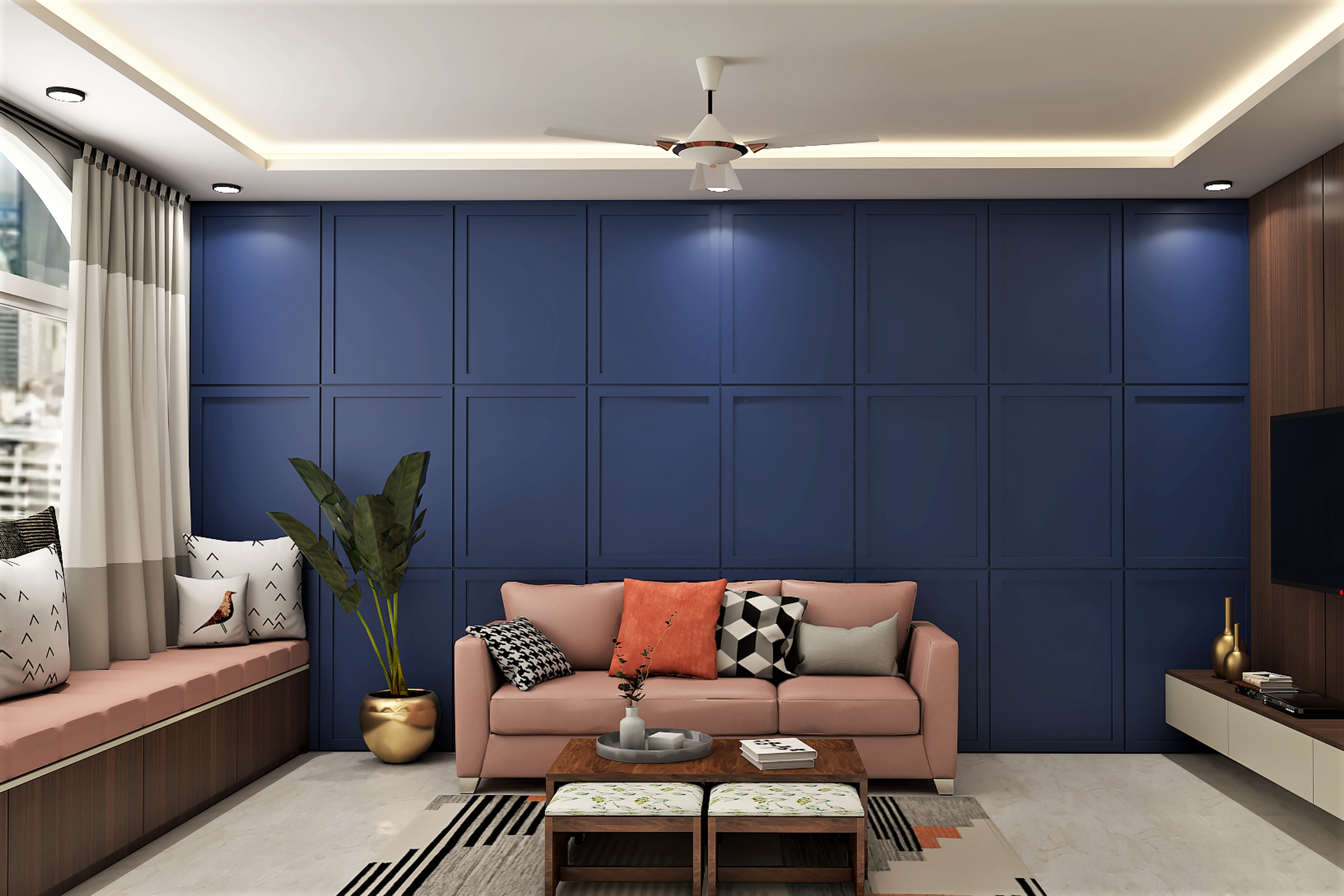 Contemporary Style Compact Sized Living Room