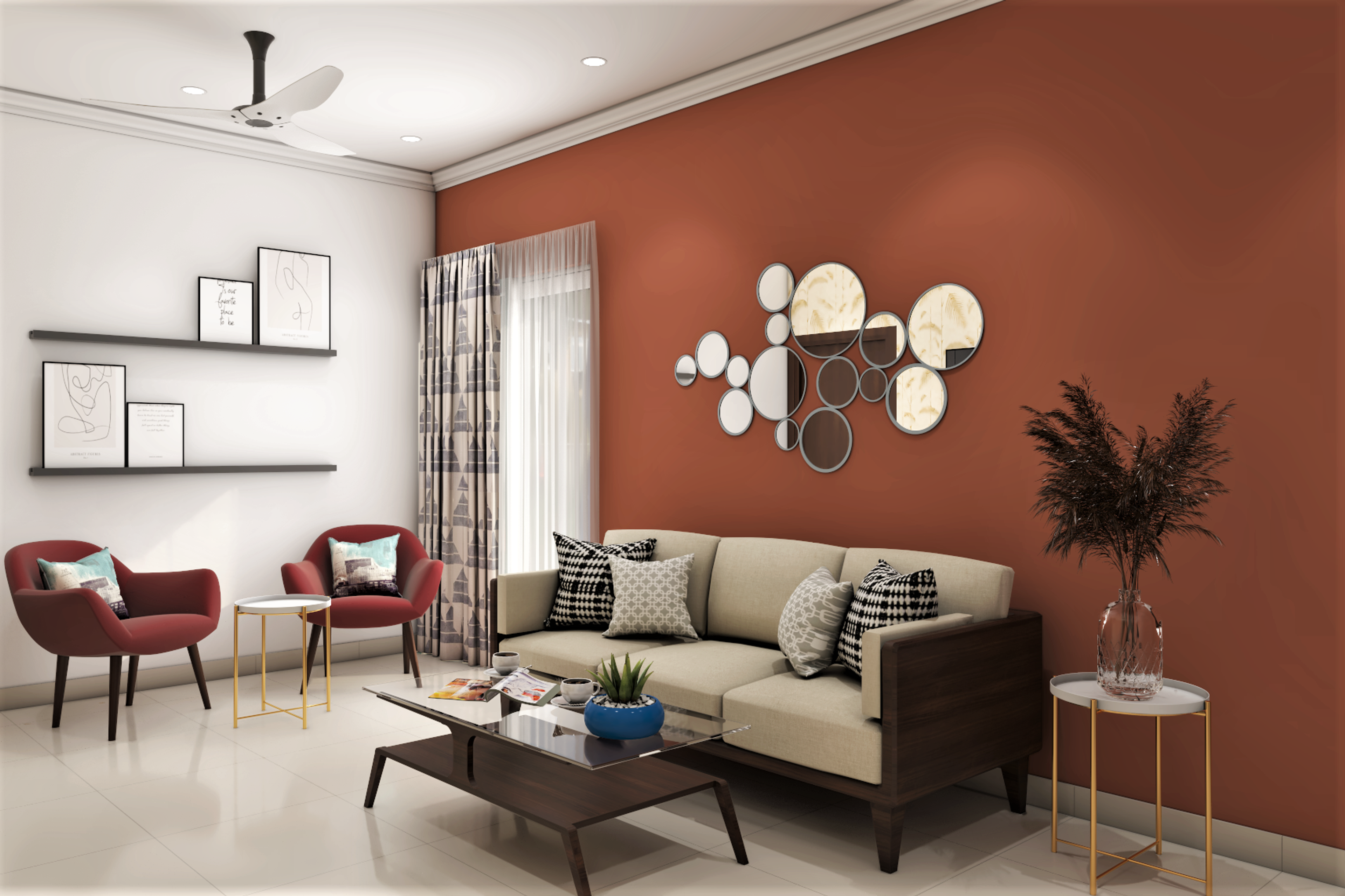 Multi-Toned Contemporary Theme Spacious Living Room