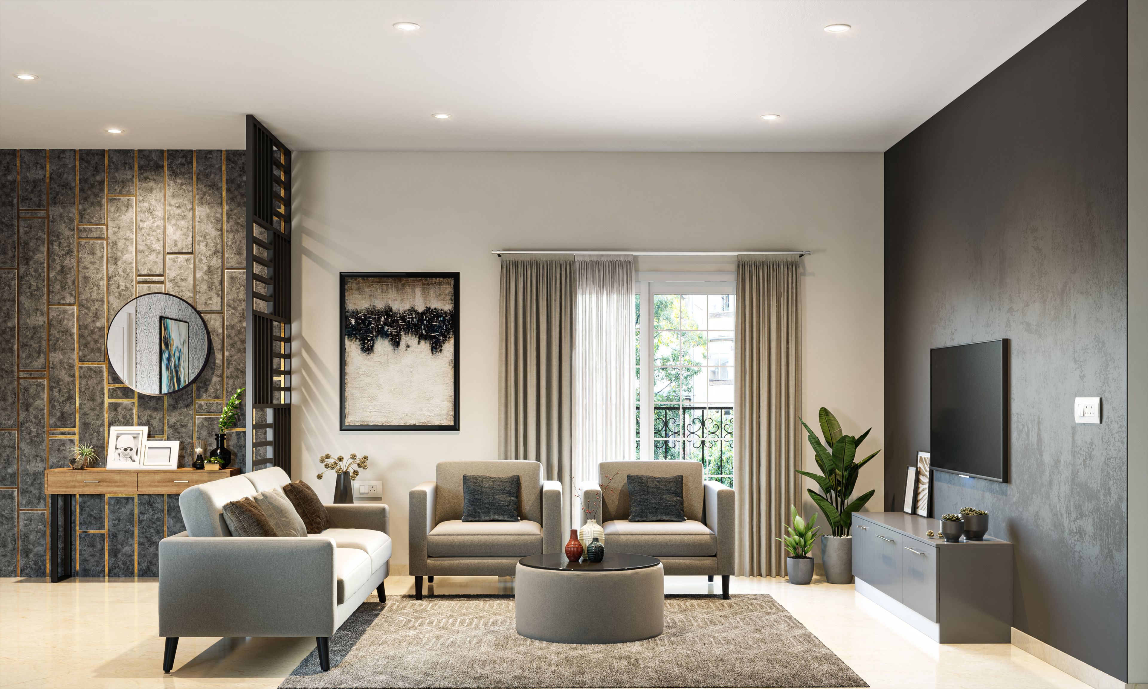 Industrial Living Room Design – Livspace