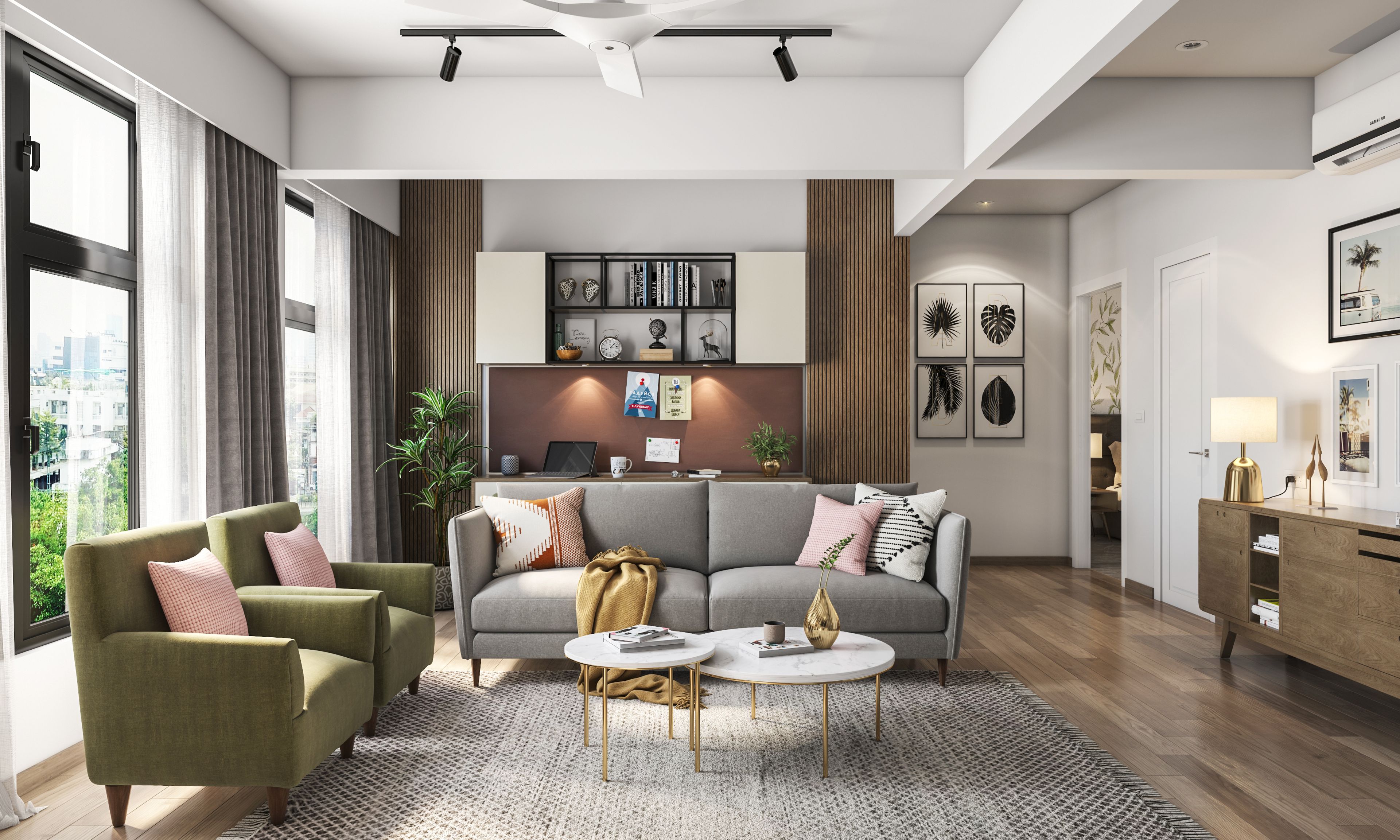 Craftsman Living Room Design – Livspace