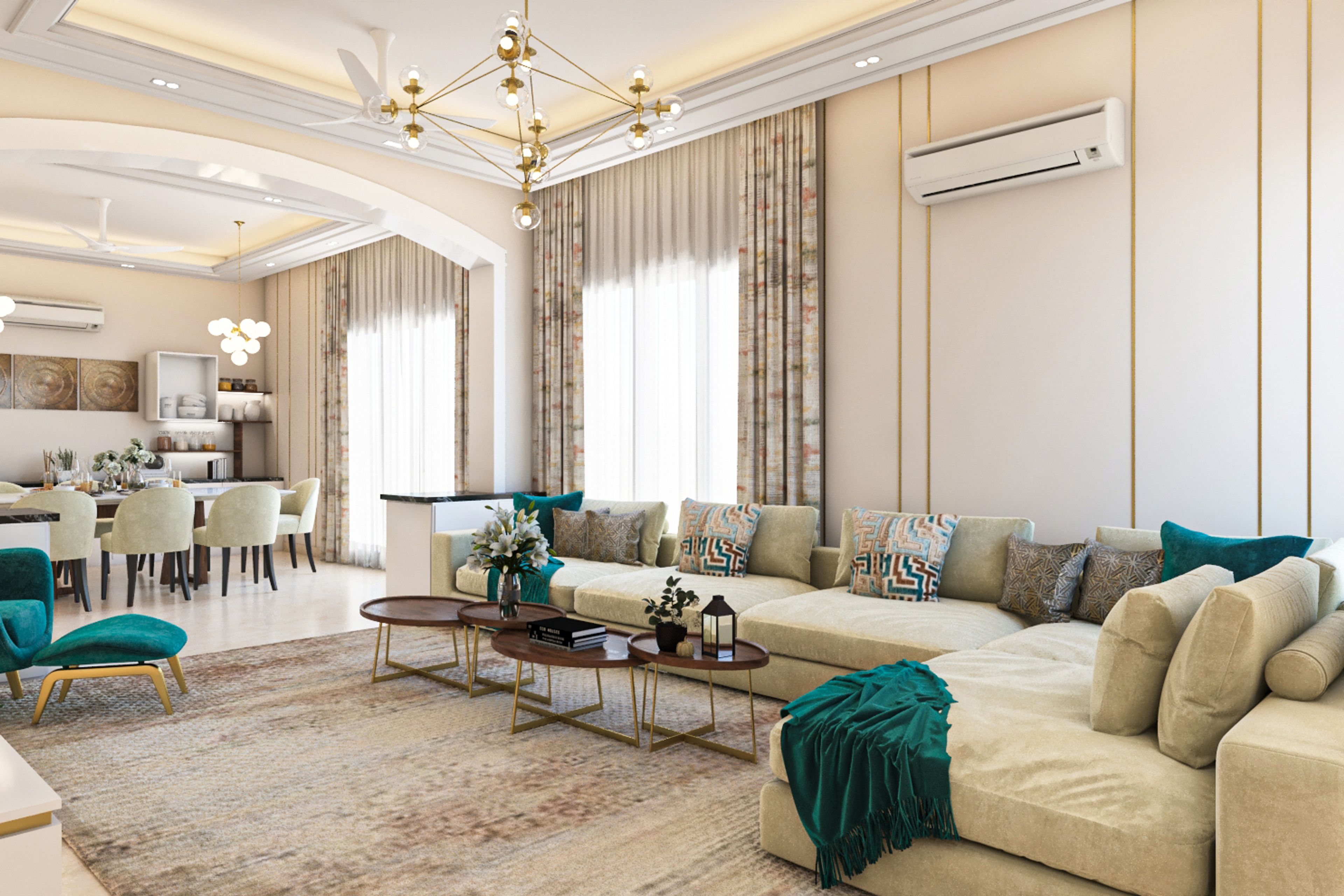 Contemporary Living Room Design With Off-White Interiors