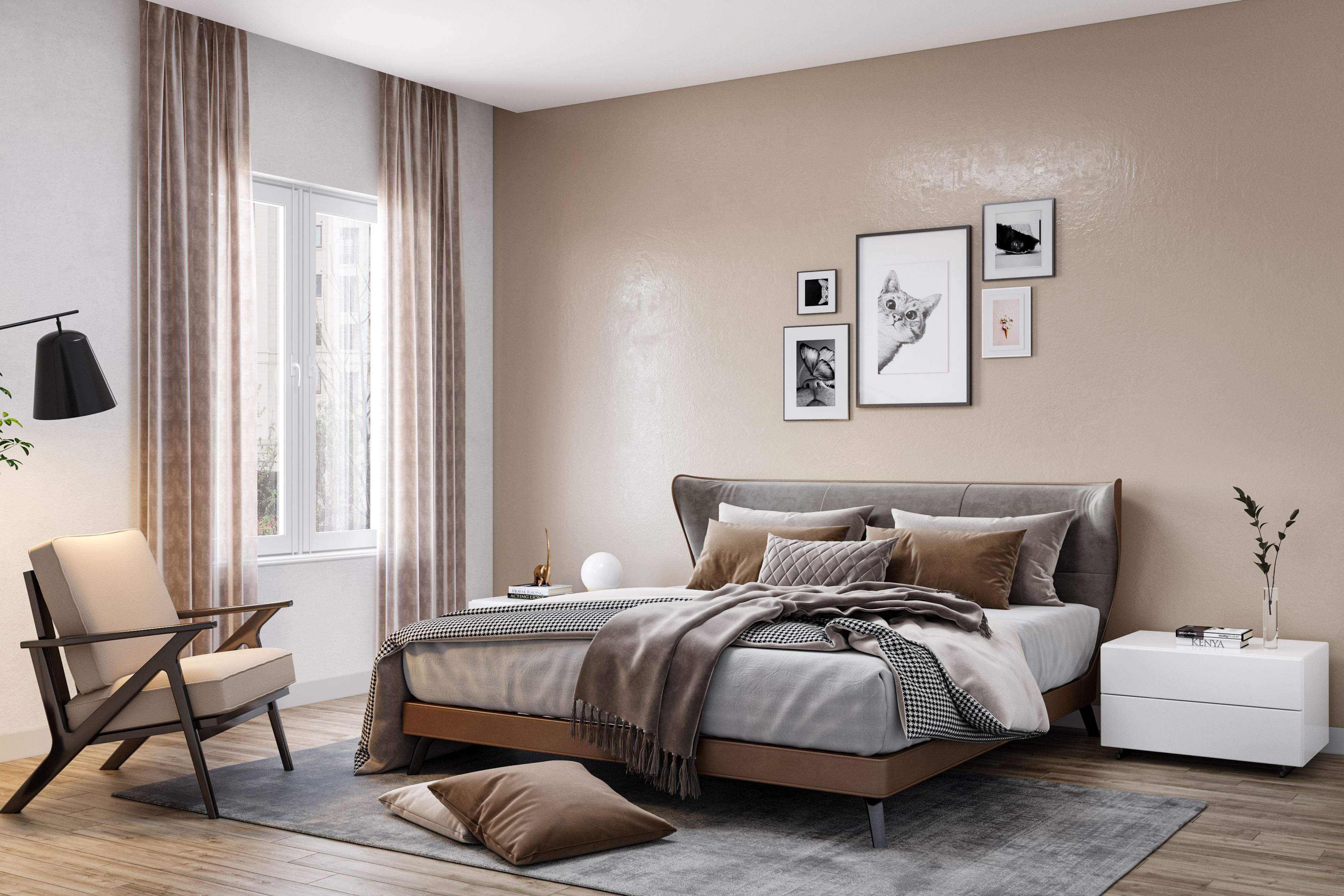 Contemporary Master Bedroom with Storage and Subtle Colours