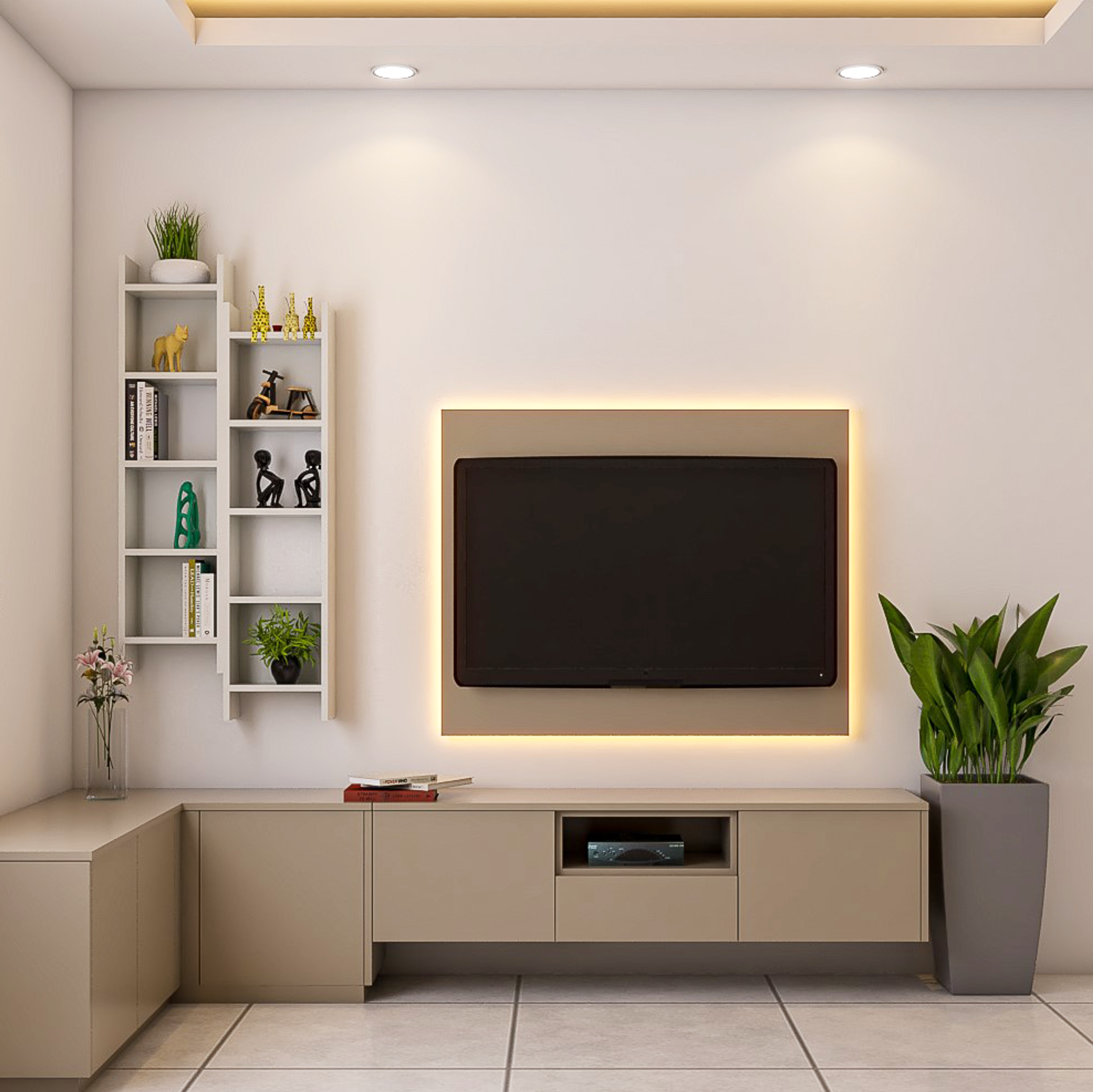 Contemporary Compact Master Bedroom Design with Textured Wall - Livspace