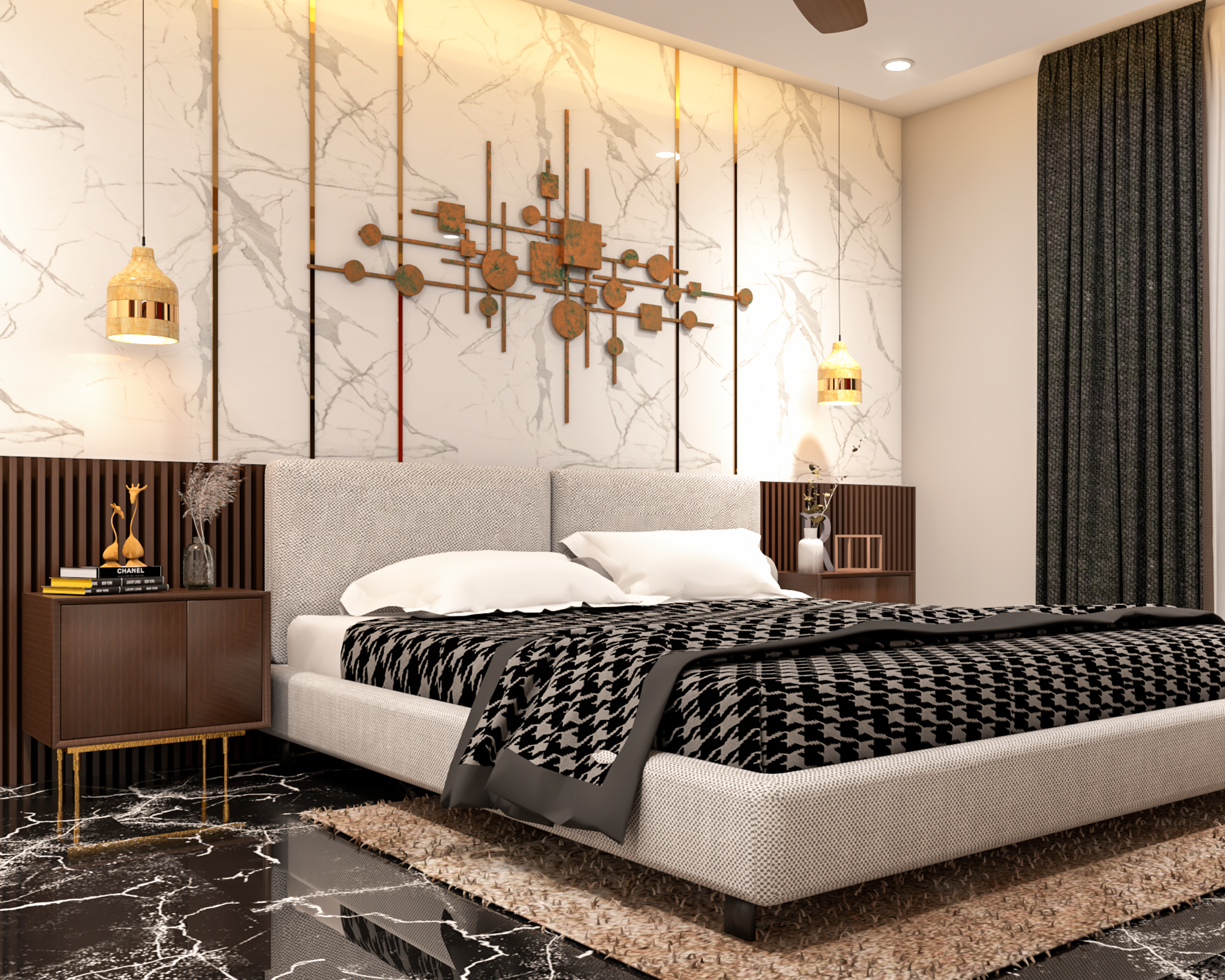 Easy To Maintain Master Bedroom Designed With Contemporary Interiors