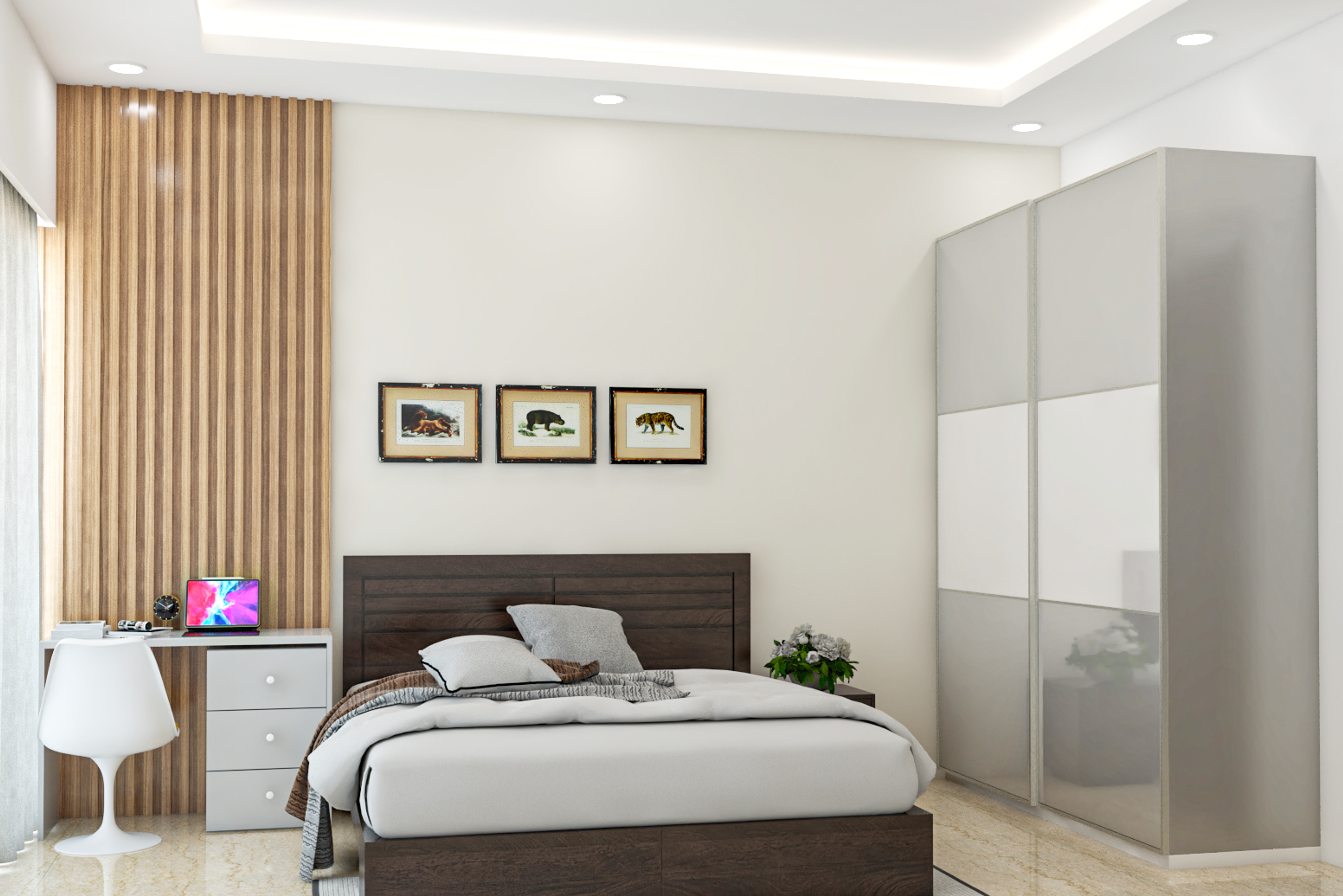 Contemporary Wooden Finish Master Bedroom Design Ideas