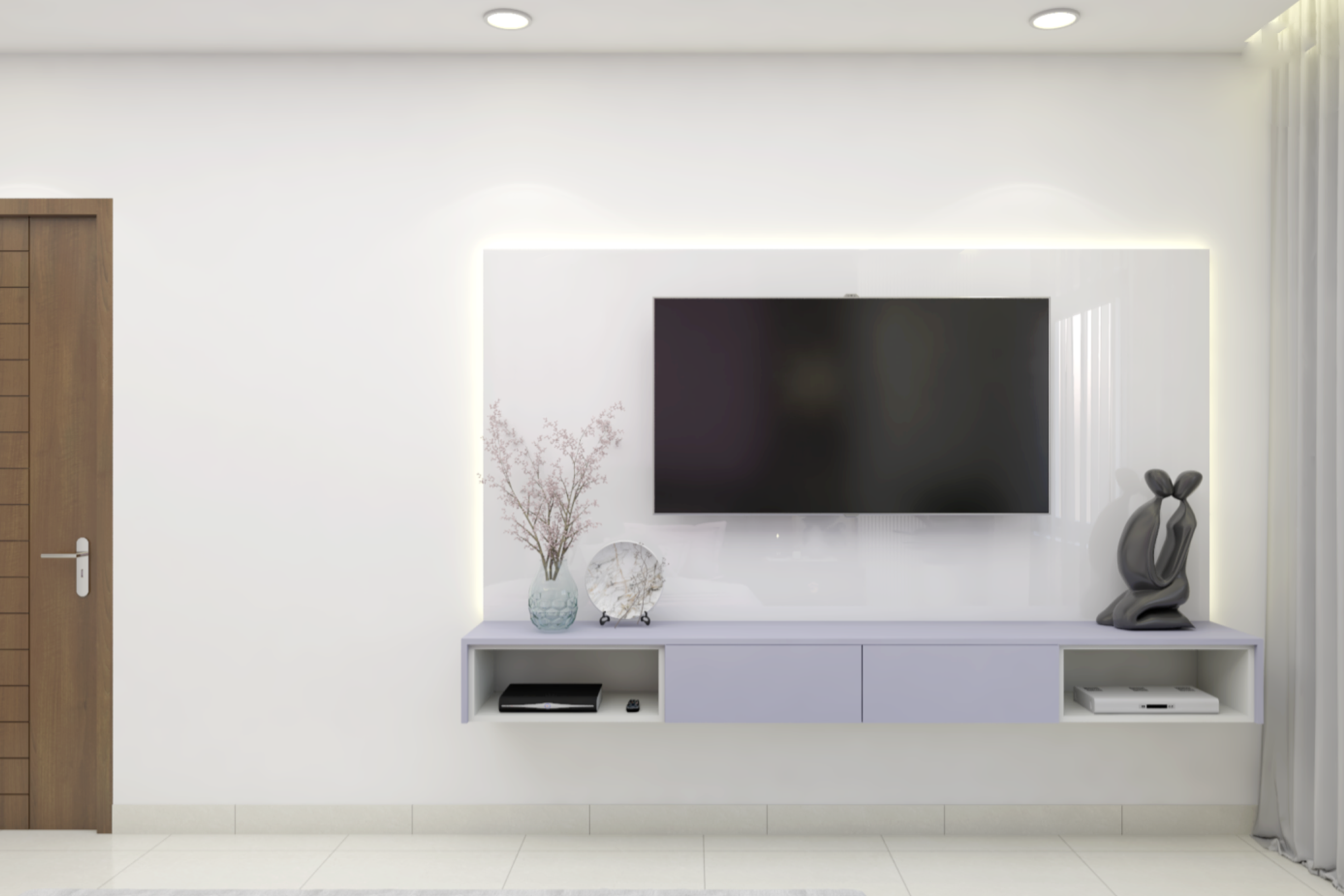 Bedroom with Pink Accent Wall - Livspace