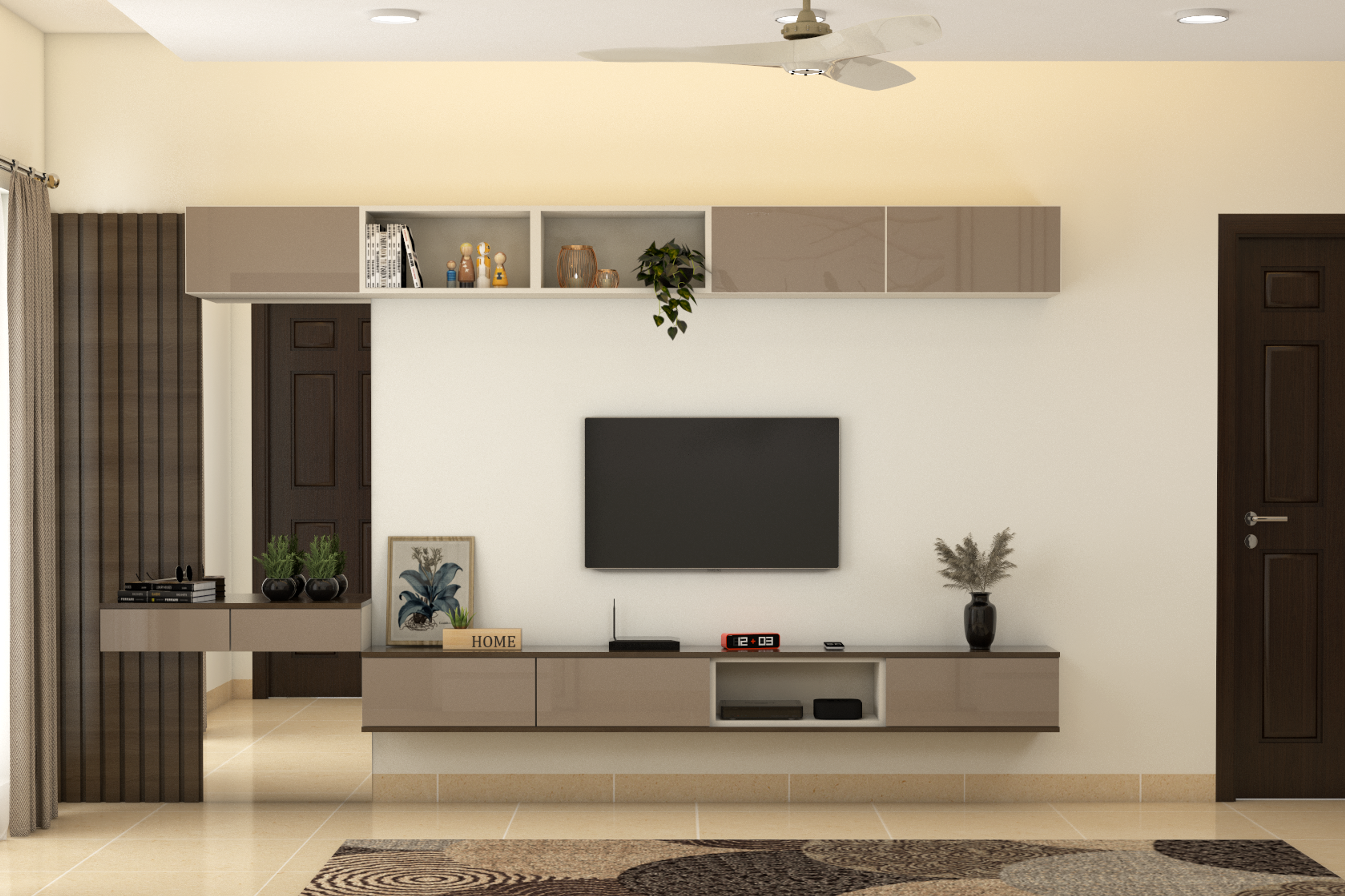 Modern Bedroom with Wall Sticker - Livspace