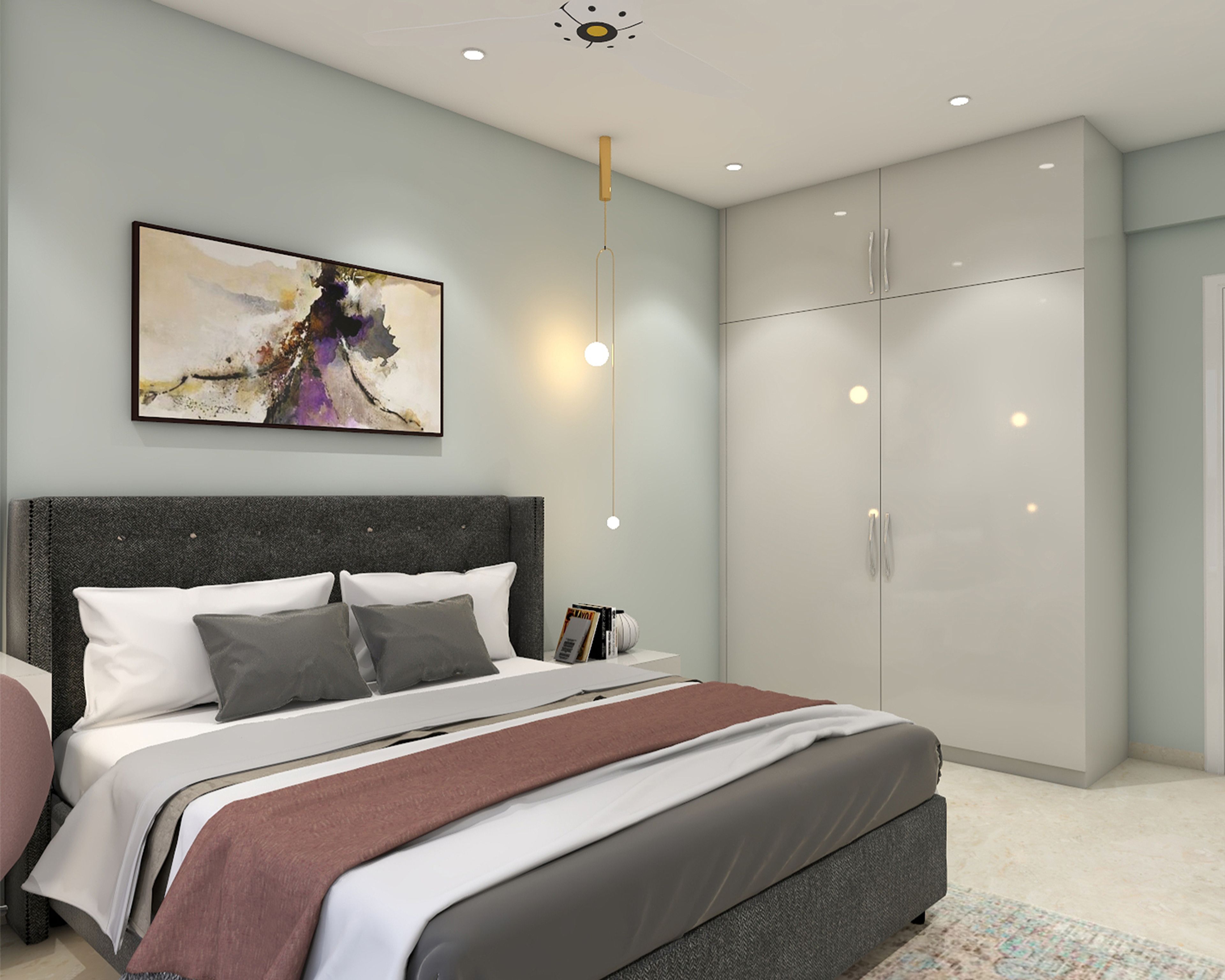 Compact Grey Themed Bedroom Design - Livspace