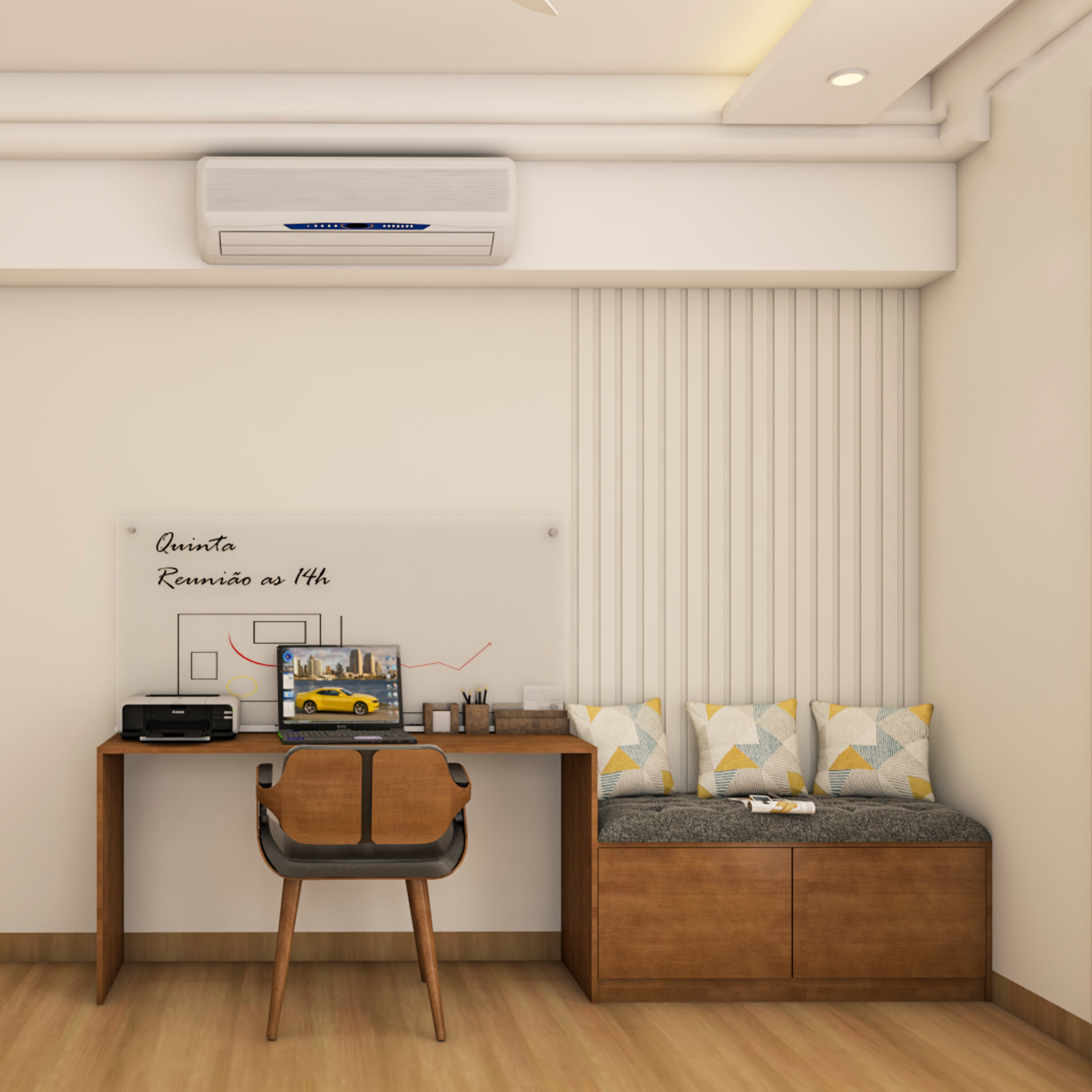 Spacious Bedroom with Curved Storage Bed - Livspace