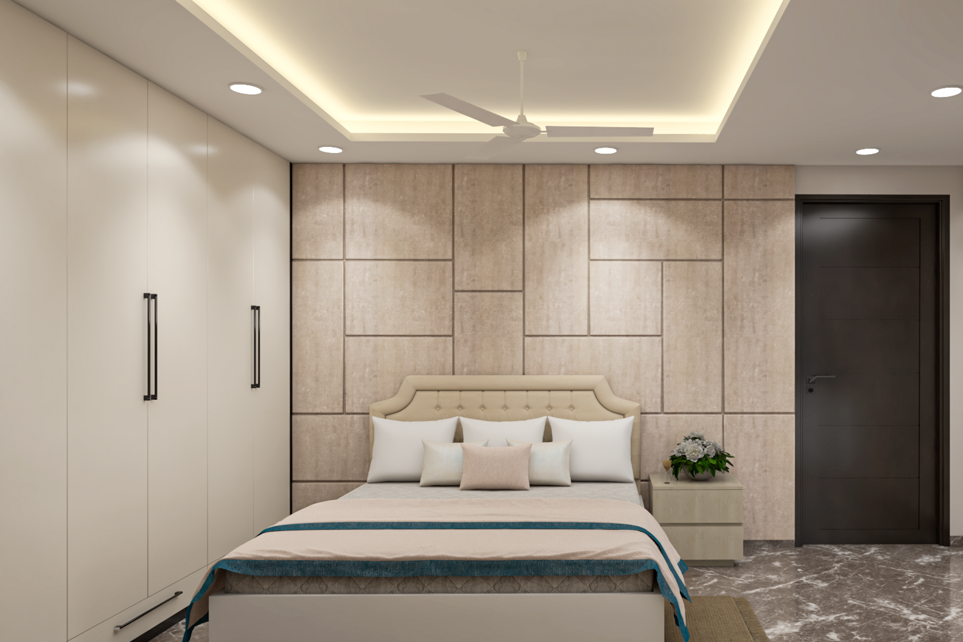 Beige Themed Contemporary Master Room Designs