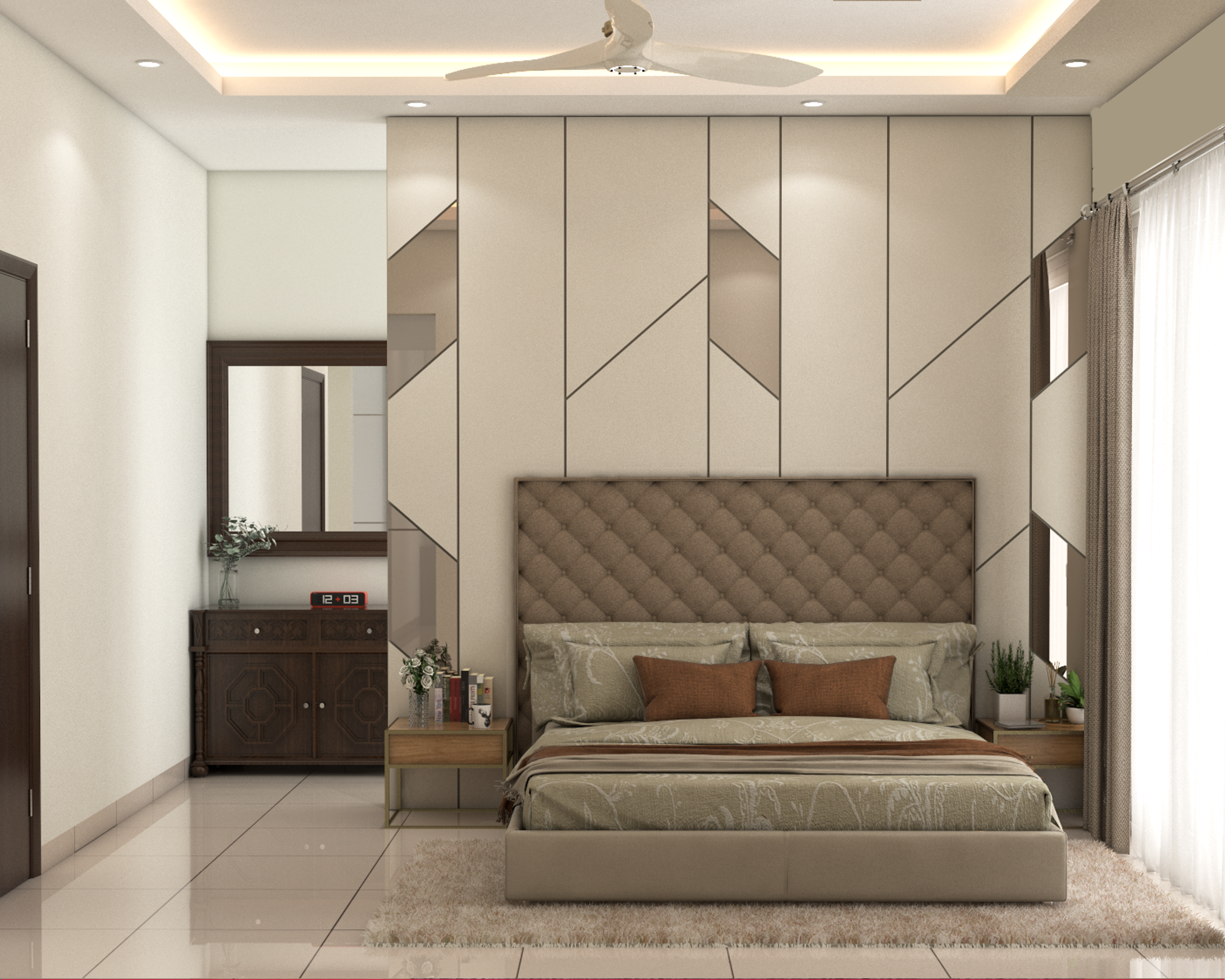 Modern Subtle Colour Themed Master Room Design