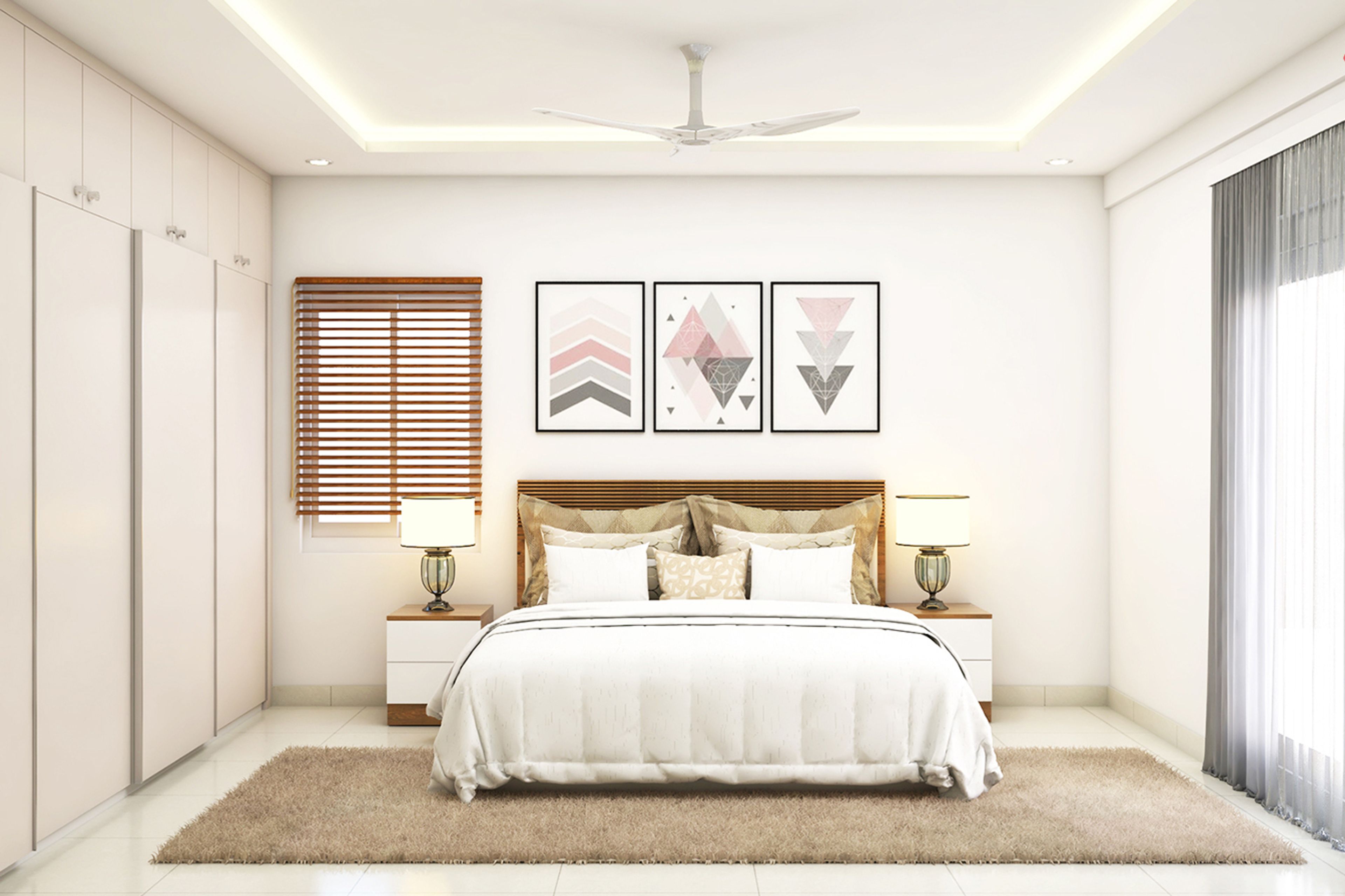 Modern Master Bedroom Design In White With Wall Art