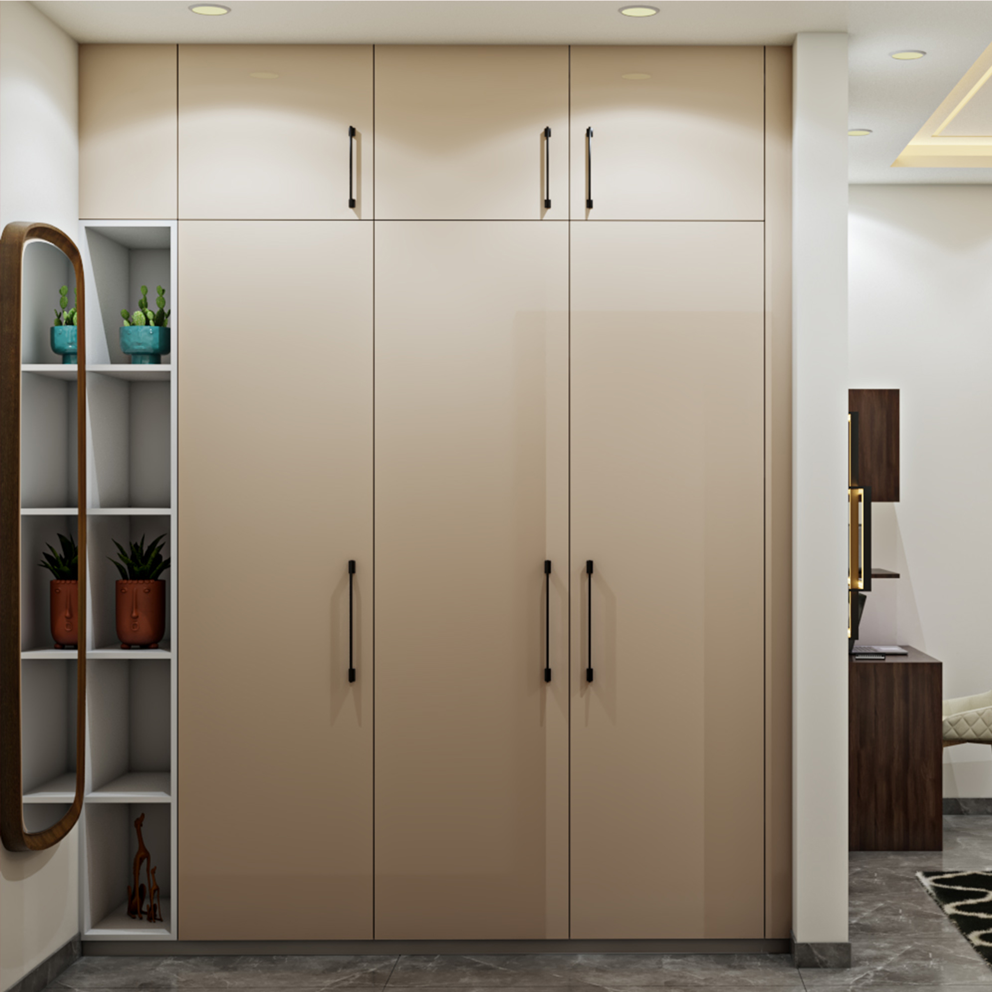 Master Bedroom With Blue Accent Wall - Livspace