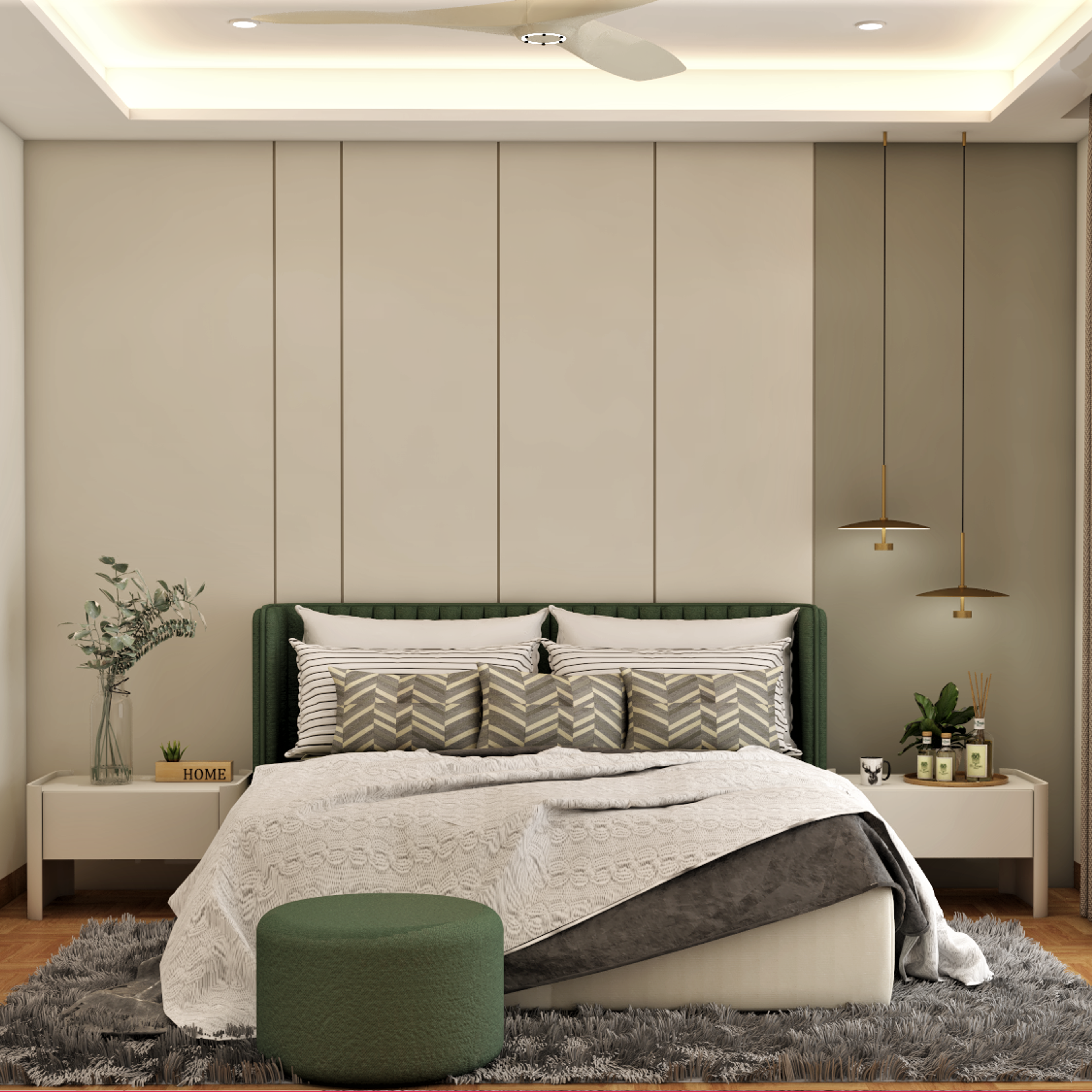 Subtle Toned Contemporary Theme Spacious Master Bedroom