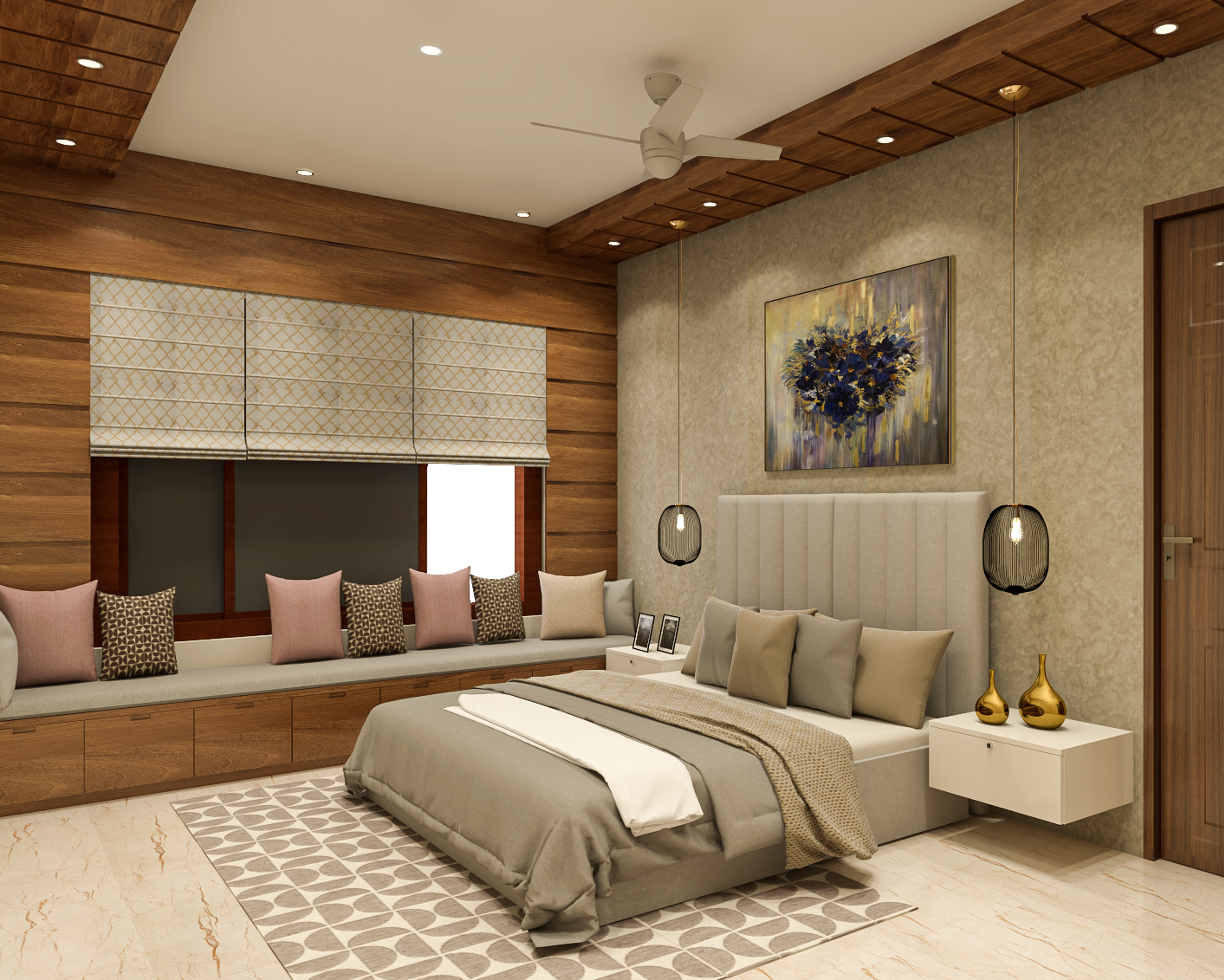 Contemporary Bedroom Design With Wooden Textures