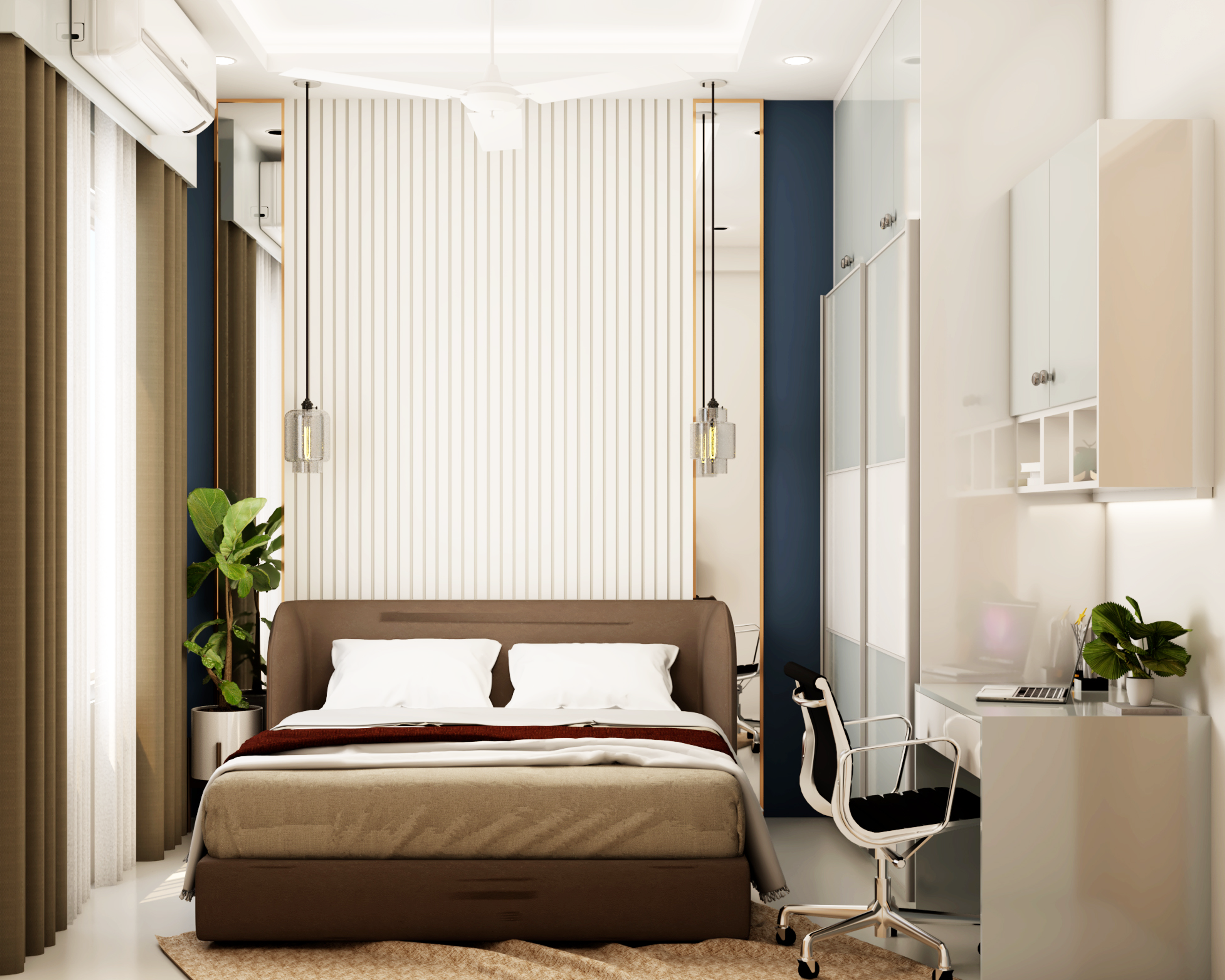 Contemporary Theme Compact Sized Master Bedroom