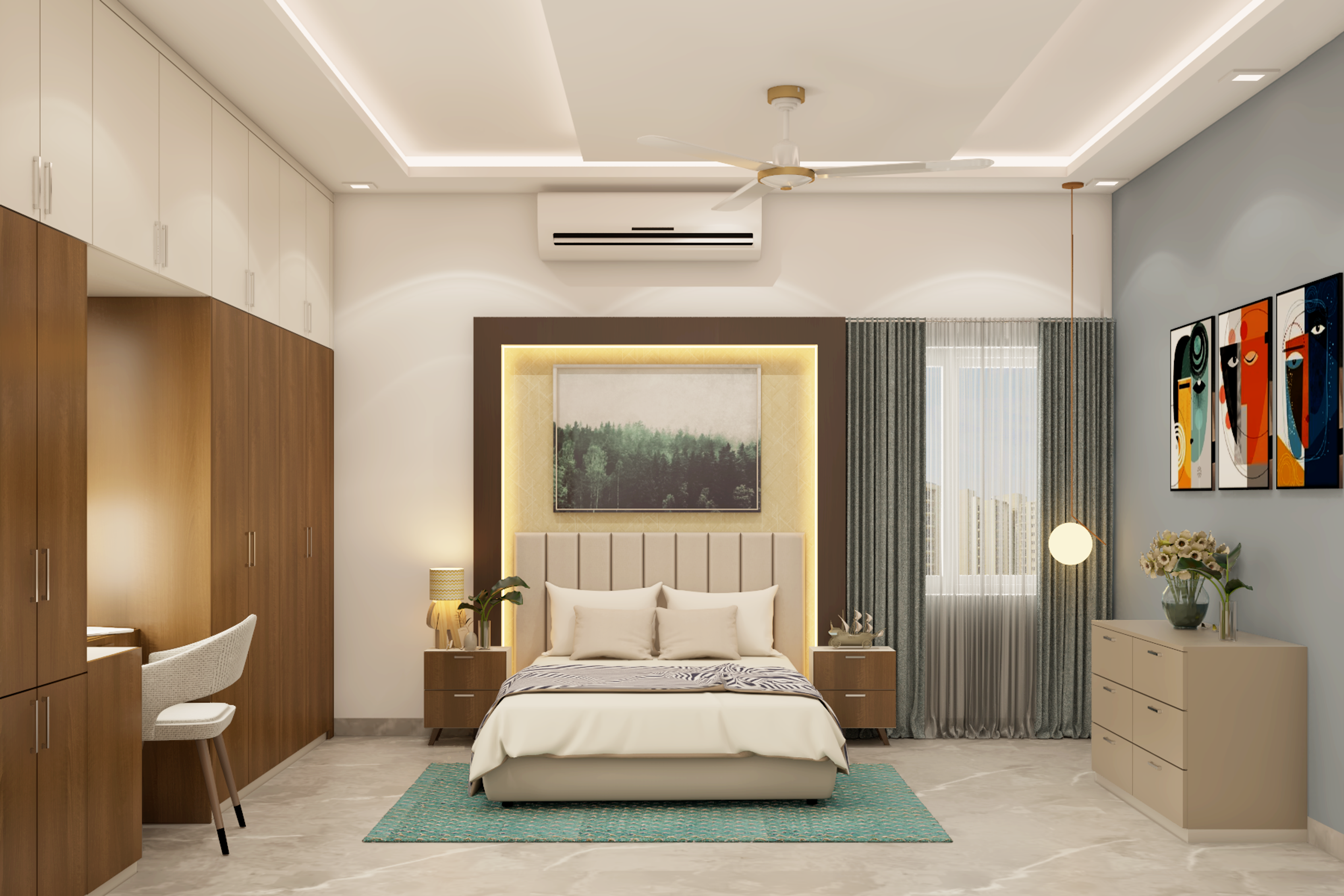 Spacious Modern Style Convenient Master Bedroom