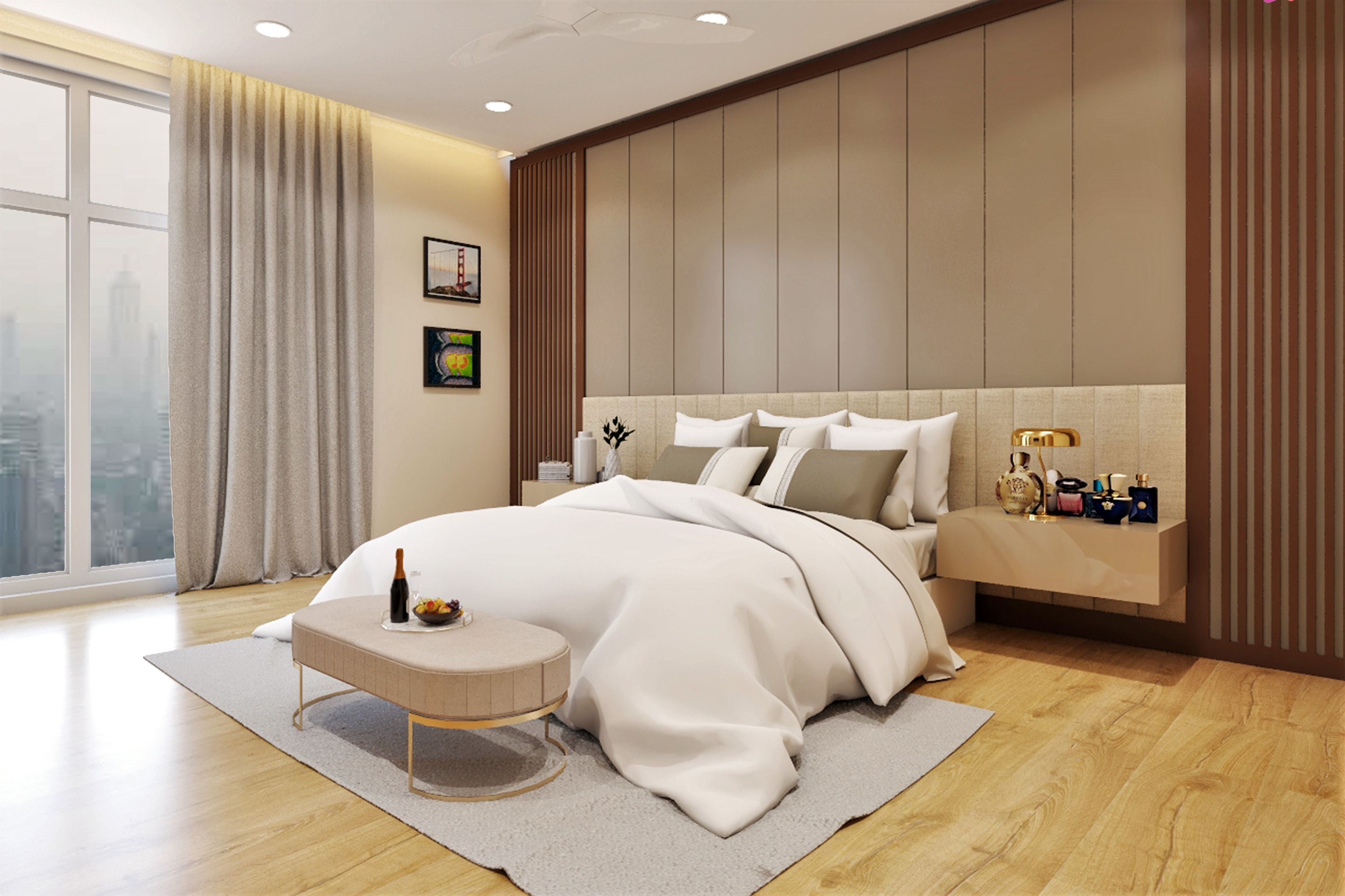 Contemporary Bedroom Design With Wooden Panels