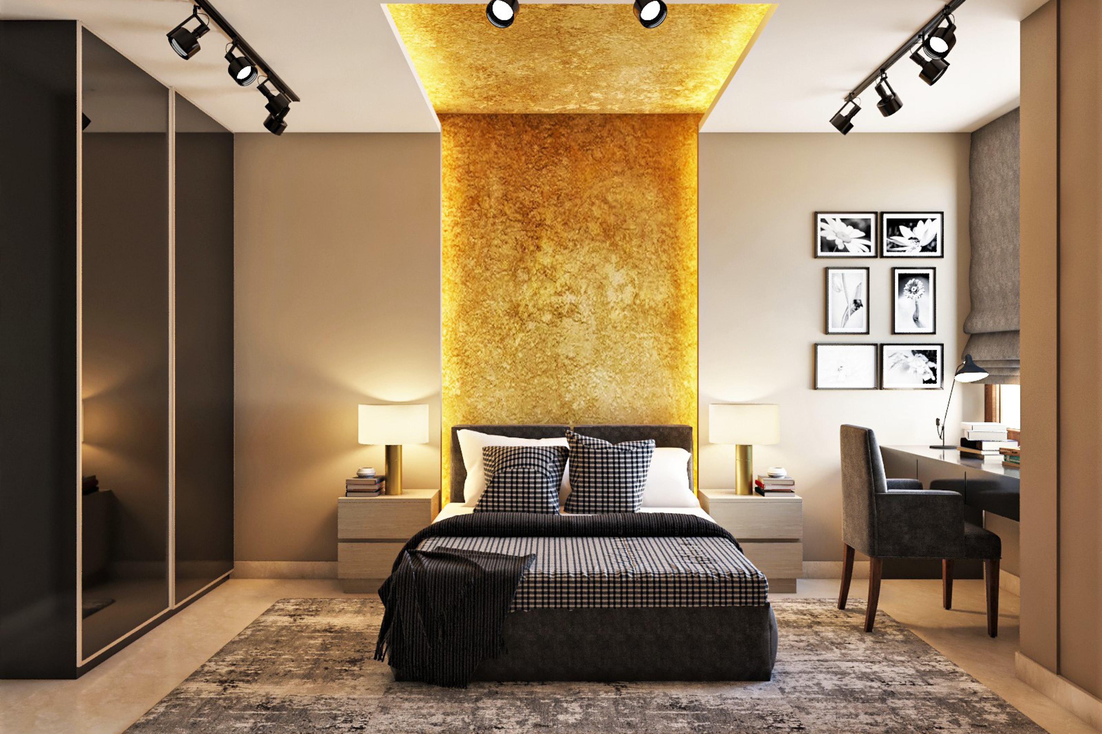 Industrial Style Spacious Convenient Master Bedroom