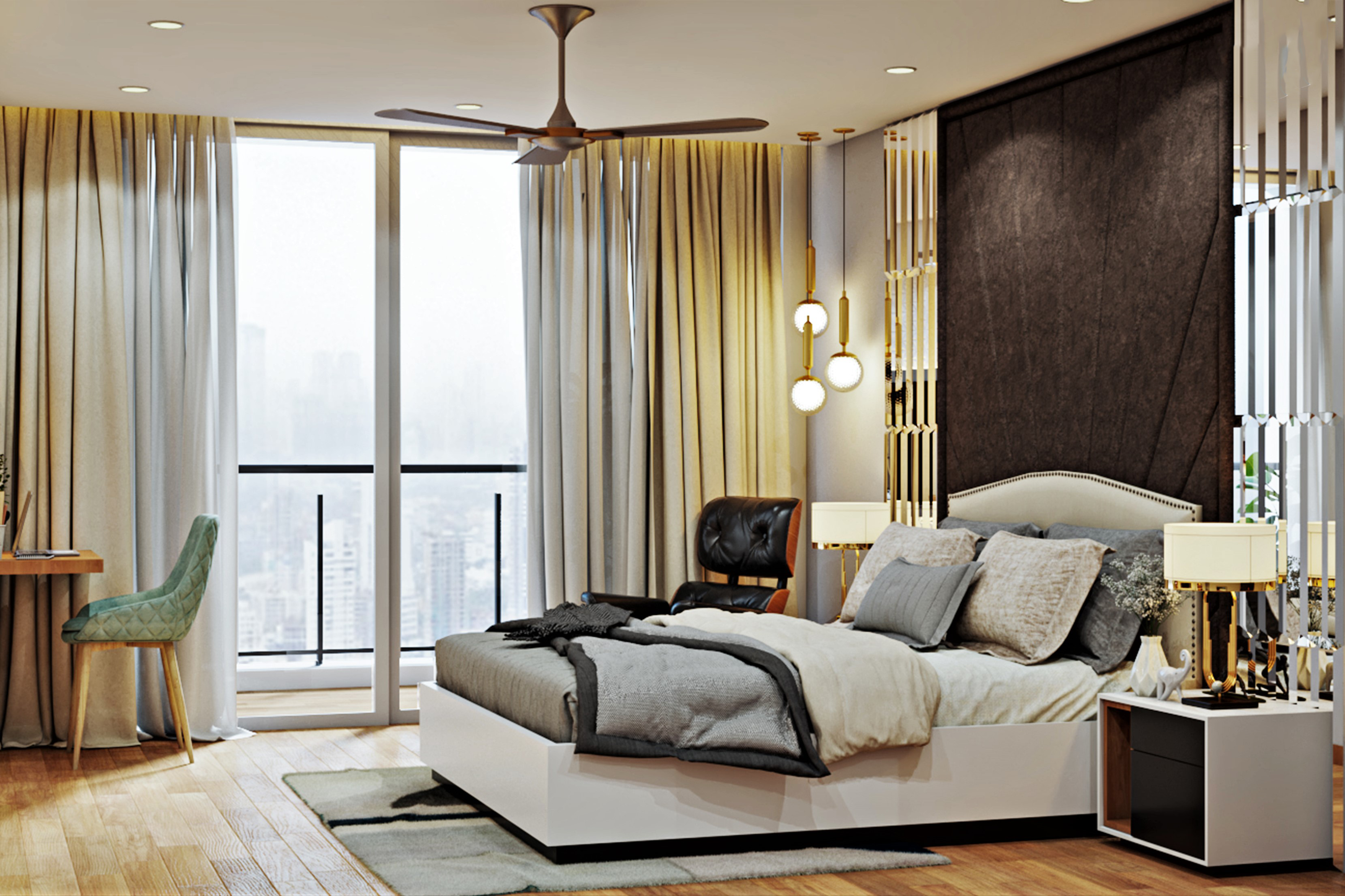 Classic Bedroom Design In Brown And Cream