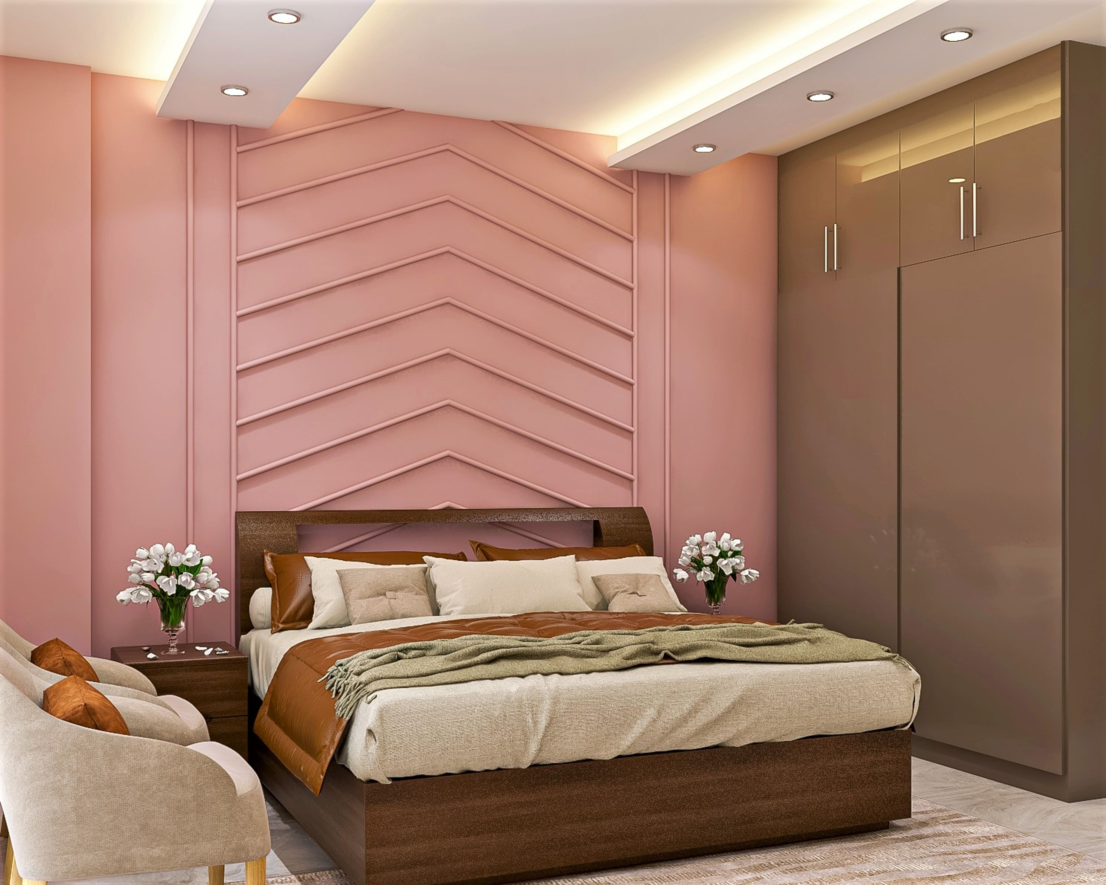 Compact Sized Modern Themed Master Bedroom