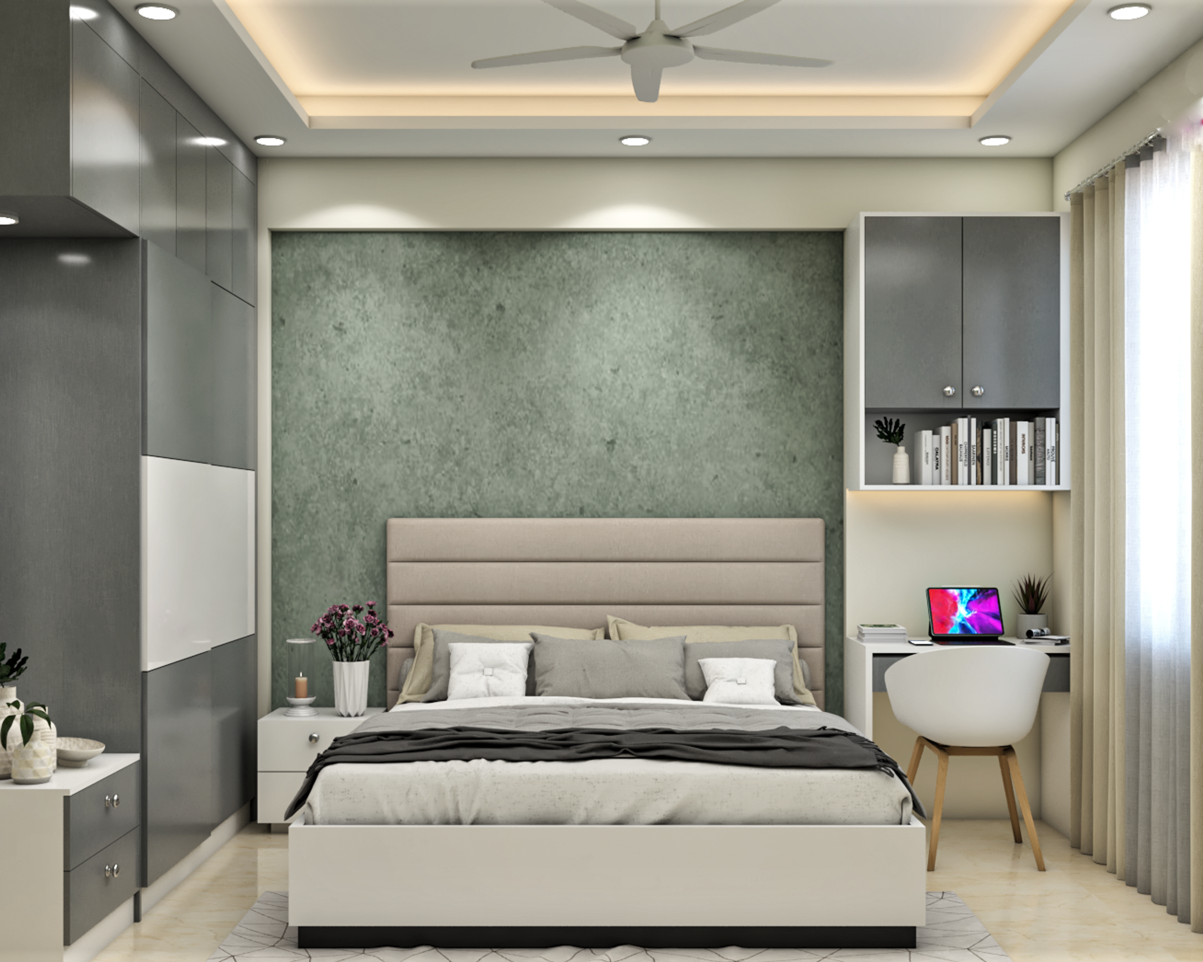 Modern Style Compact Sized Master Bedroom