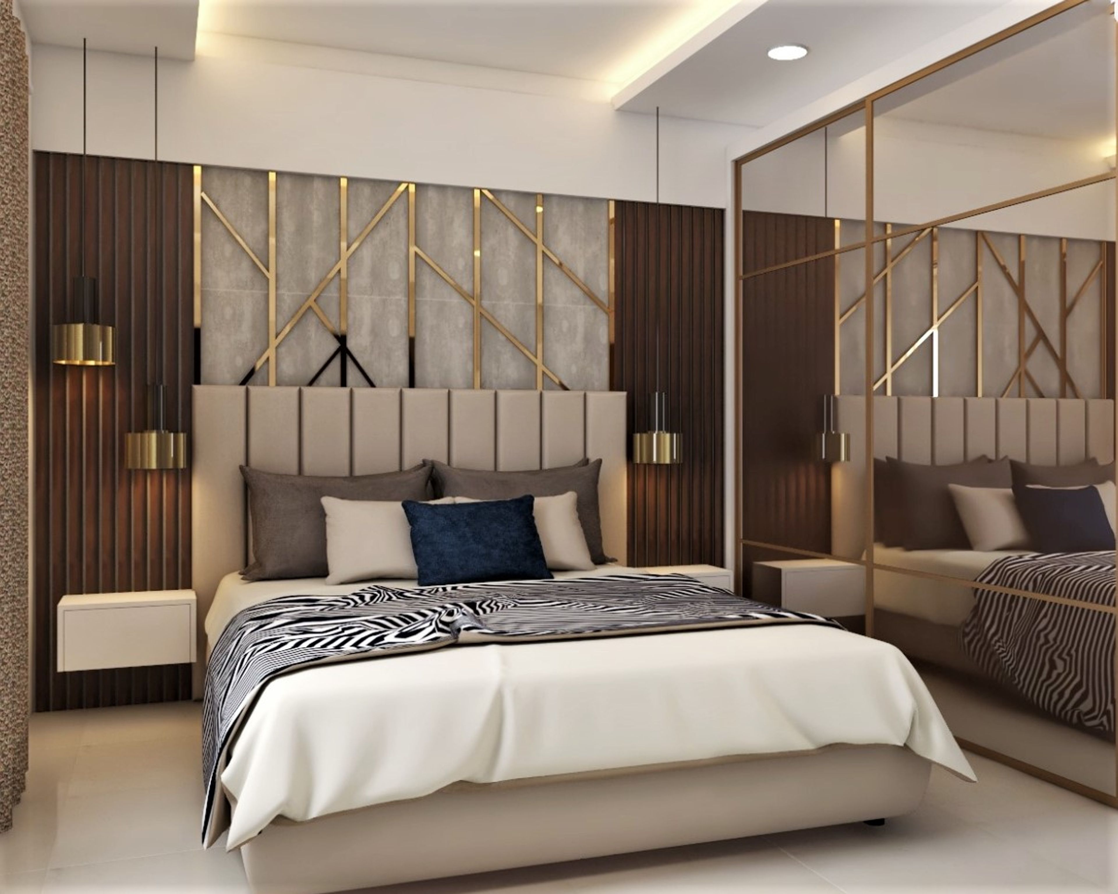 Contemporary Style Compact Sized Master Bedroom
