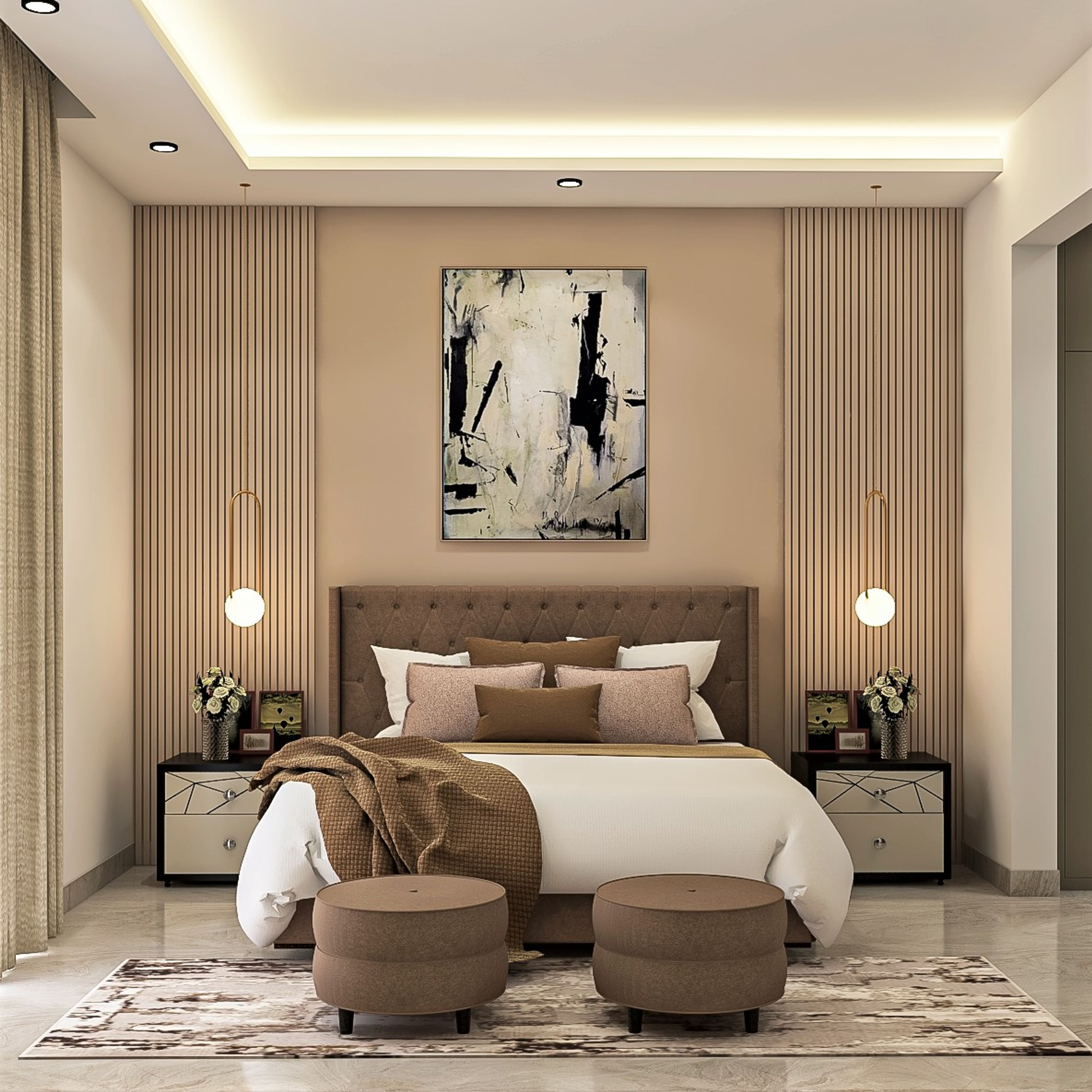 Modern Themed Compact Sized Master Bedroom