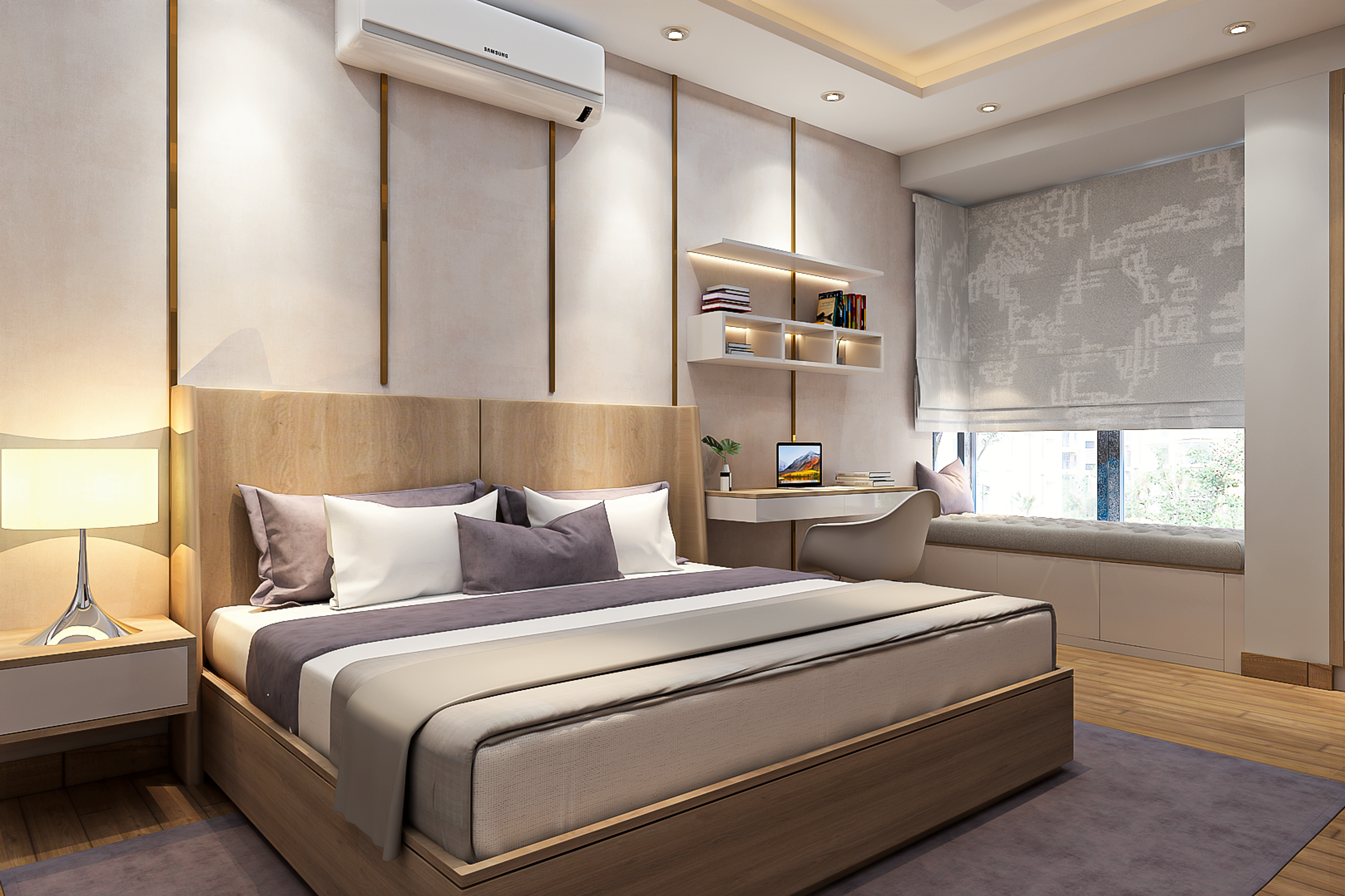 Contemporary Theme Compact Master Bedroom