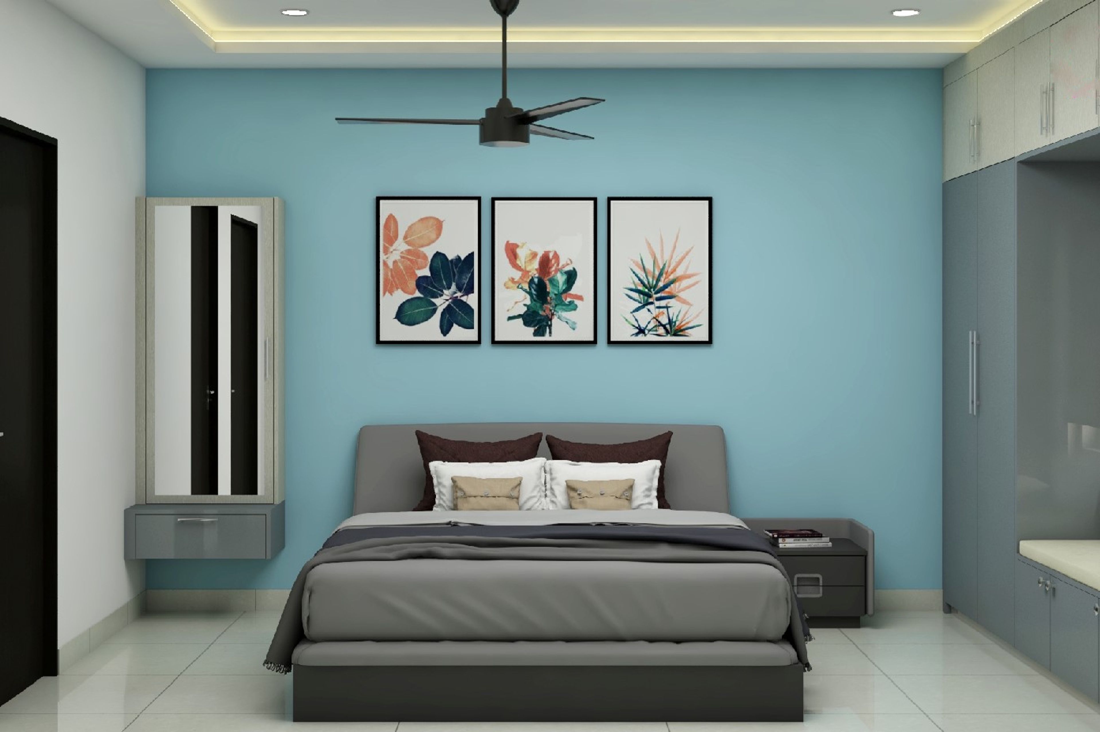 Maximum Storage Modern Themed Master Bedroom